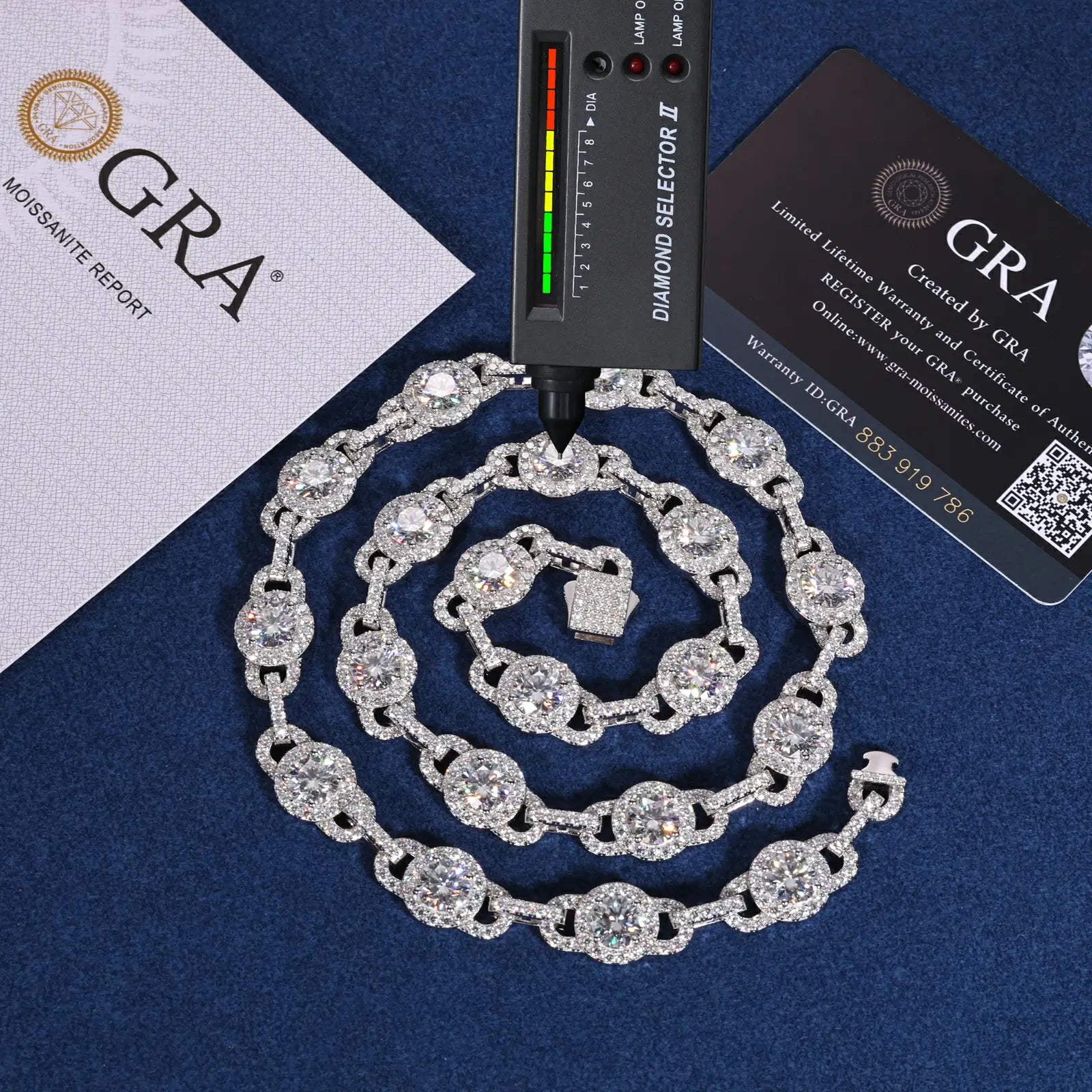 S925 Moissanite Halo Link Tennis Chain