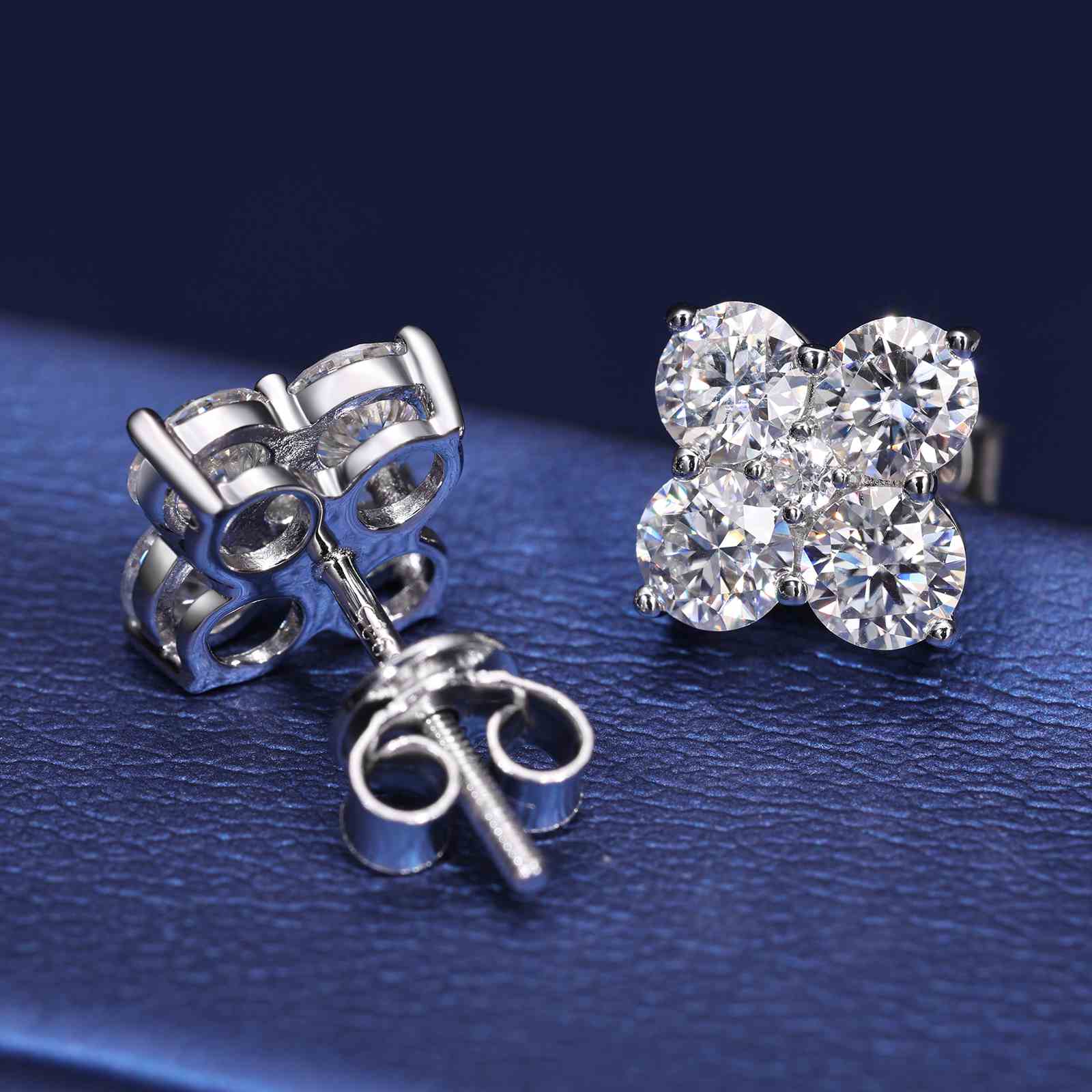 2.47CT S925 Moissanite Four Leaf Clover Stud Earrings