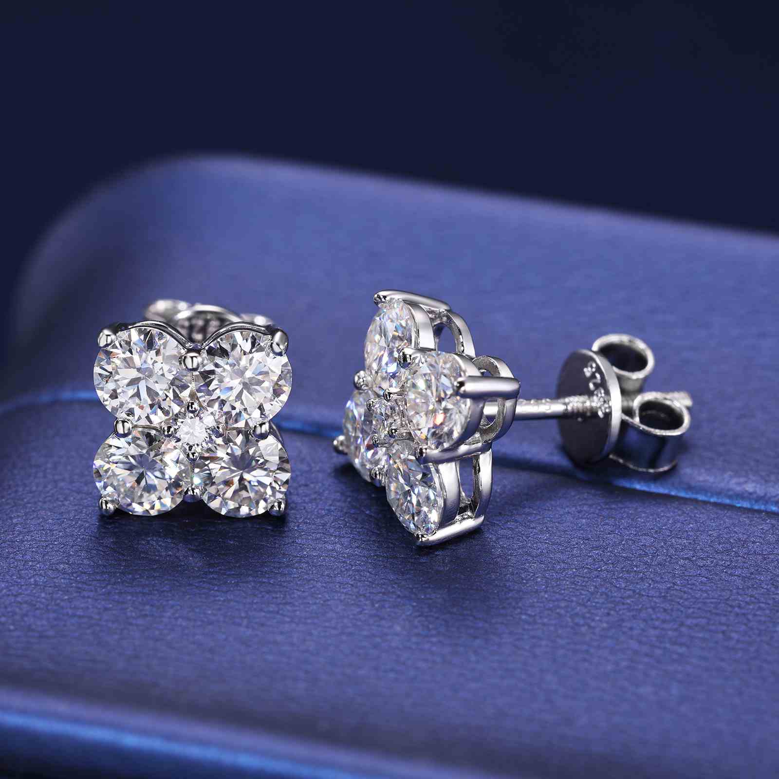 2.47CT S925 Moissanite Four Leaf Clover Stud Earrings