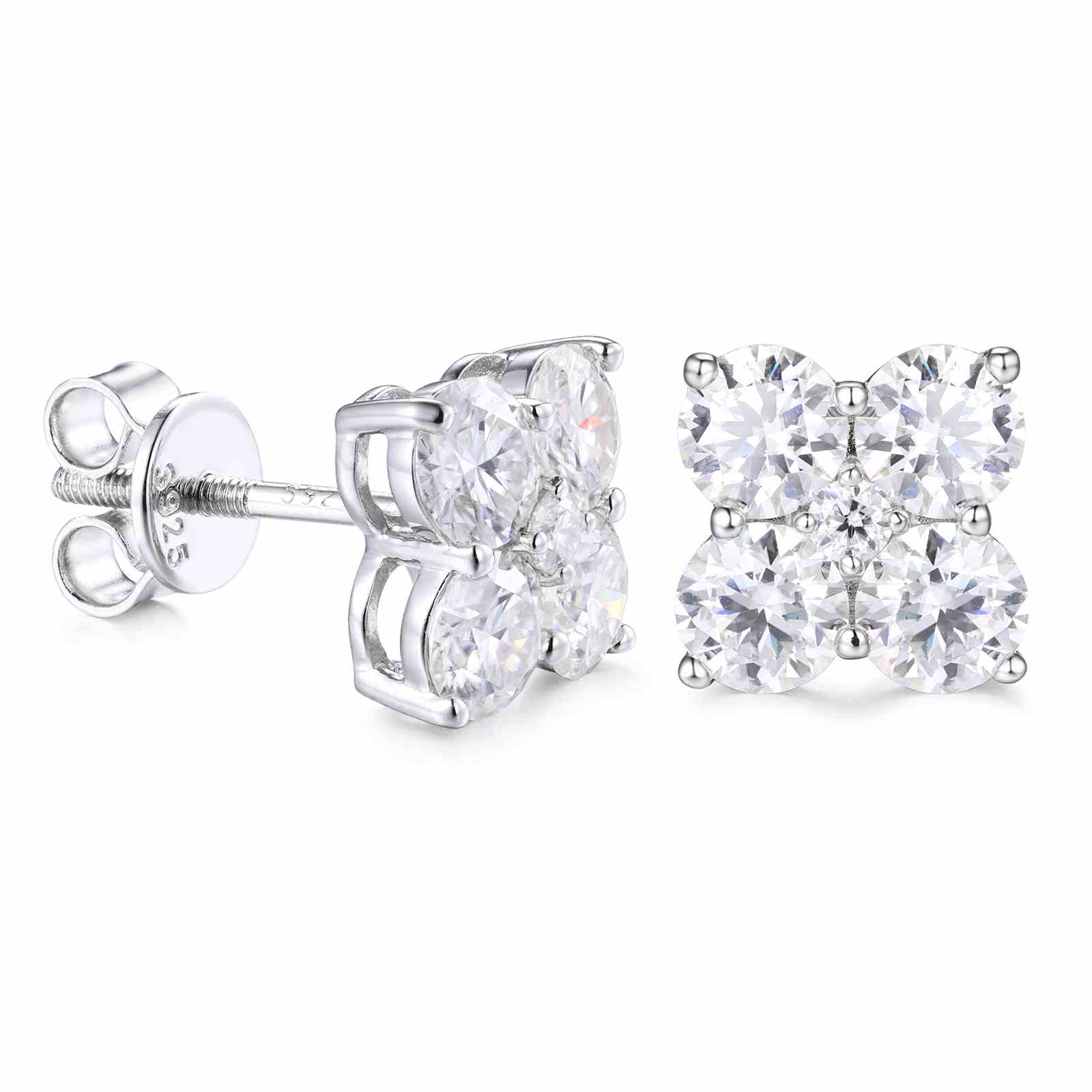 2.47CT S925 Moissanite Four Leaf Clover Stud Earrings