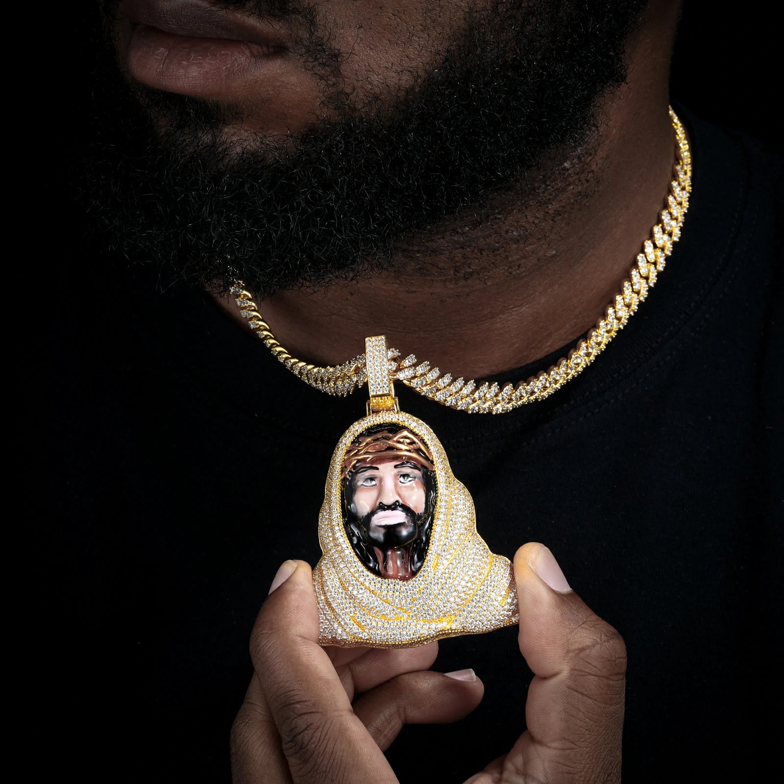 S925 Moissanite Enamel Asceticism Jesus Piece Pendant