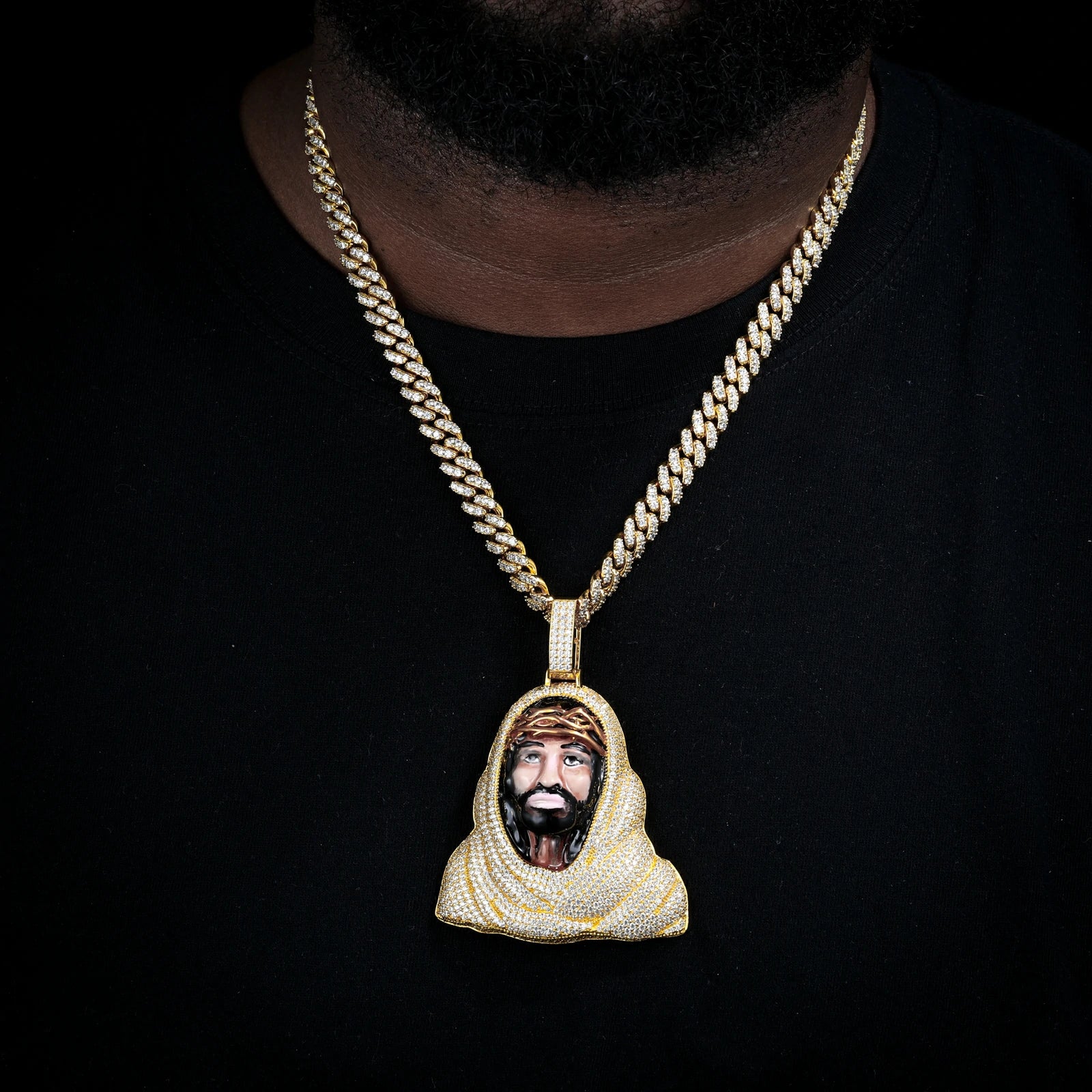 S925 Moissanite Enamel Asceticism Jesus Piece Pendant