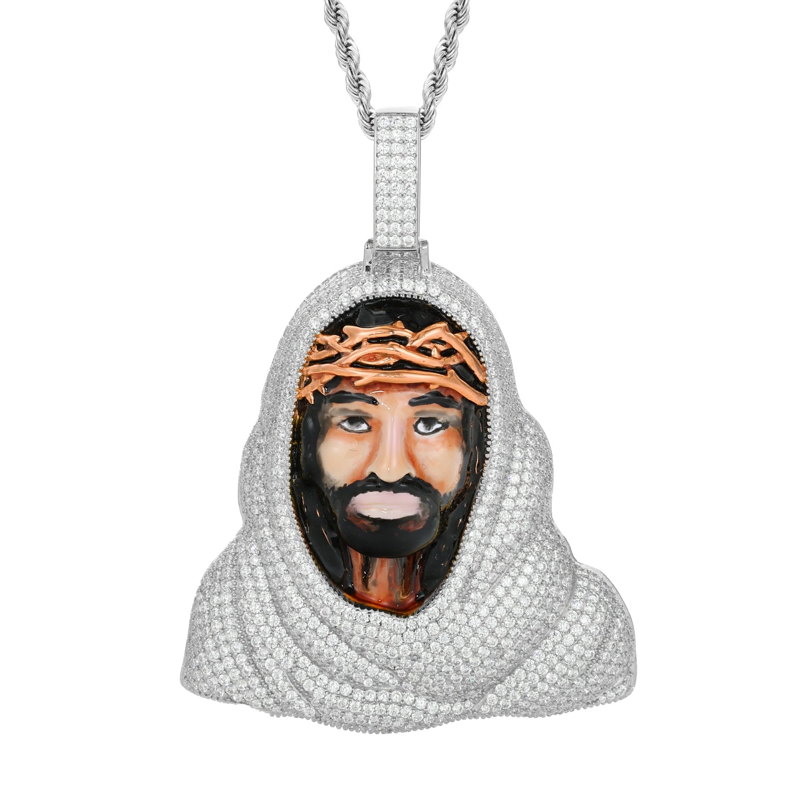 S925 Moissanite Enamel Asceticism Jesus Piece Pendant