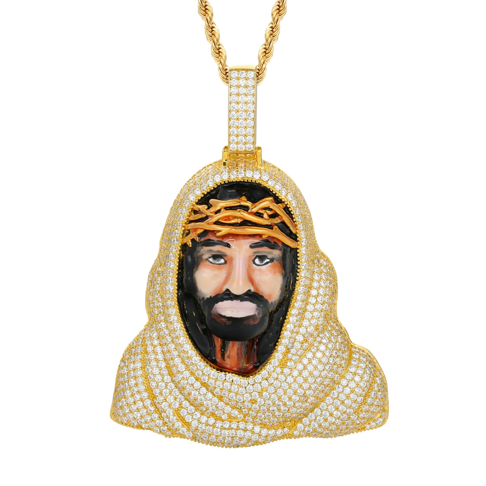 S925 Moissanite Enamel Asceticism Jesus Piece Pendant