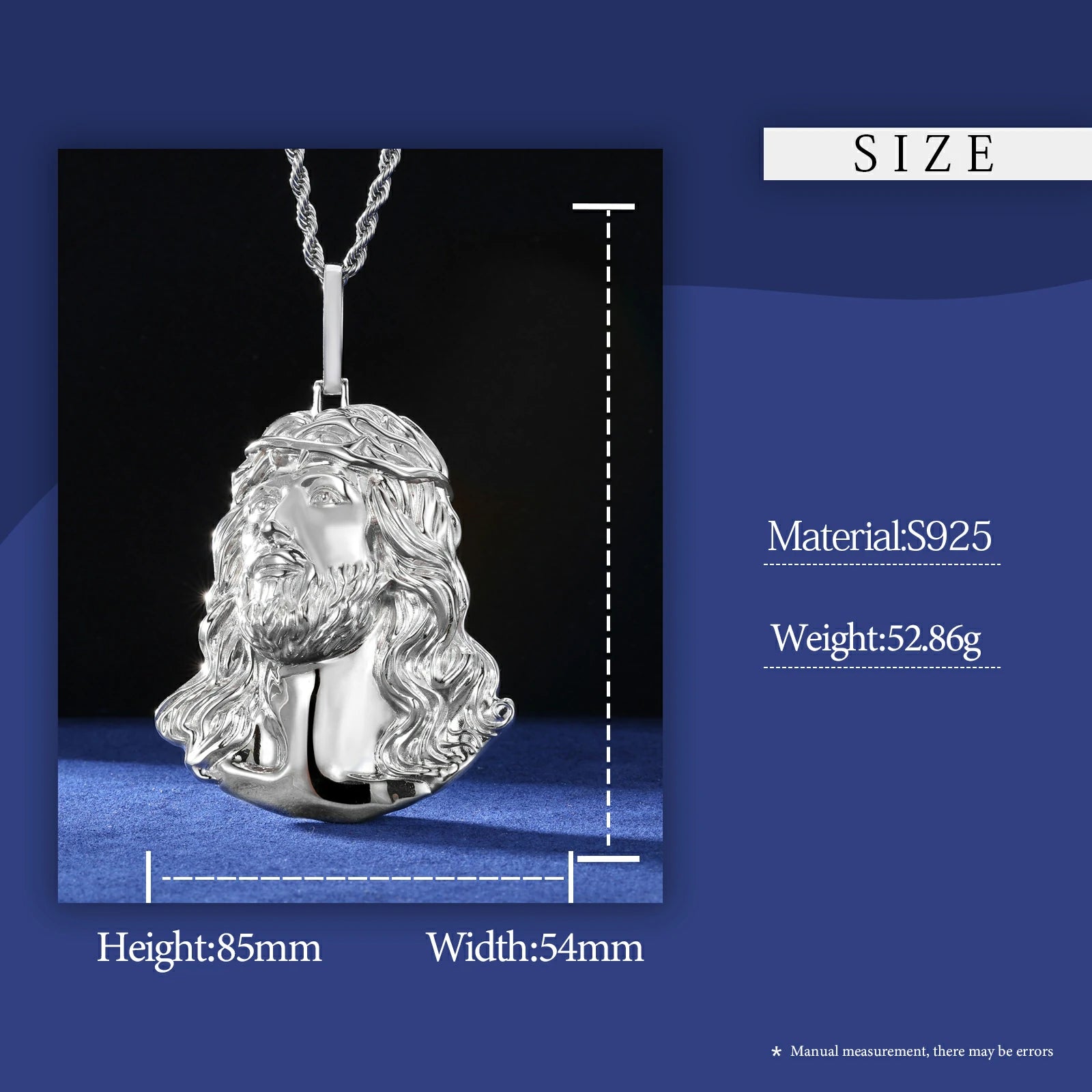 S925 Plain Jesus Piece Pendant