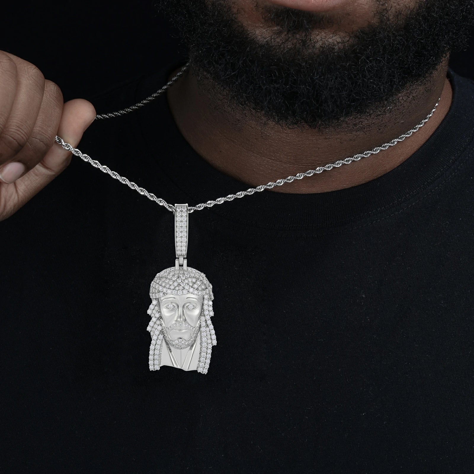S925 VVS Moissanite Jesus Head Pendant