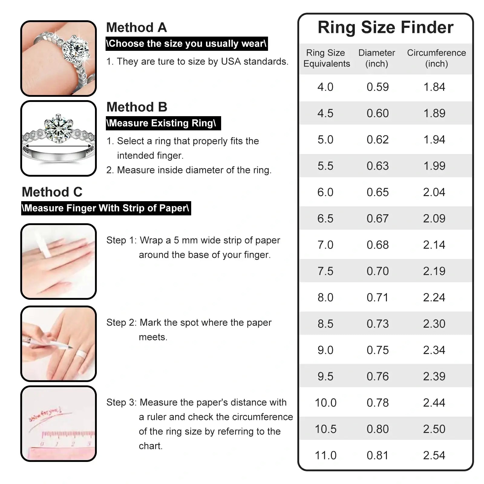 S925 moissanite eternal nine stars ring size guide — how to measure finger size, find your perfect fit, engagement ring