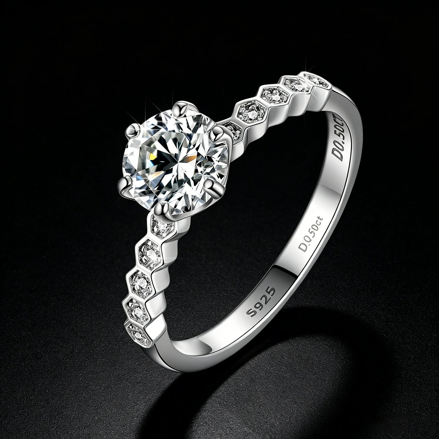 1ct S925 Moissanite Eternal Nine Stars Engagement Ring