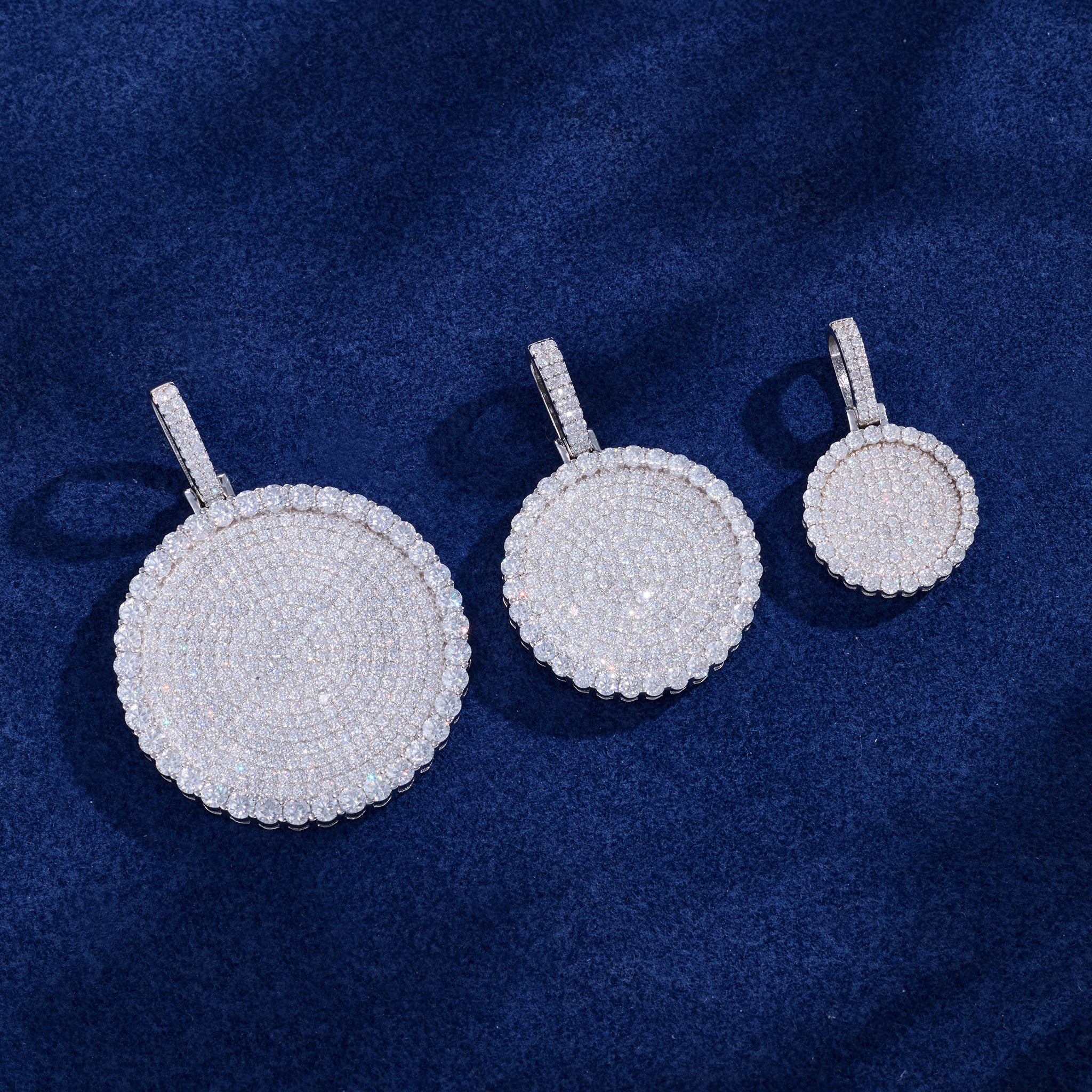 S925 Moissanite Round Dog Tag Pendant