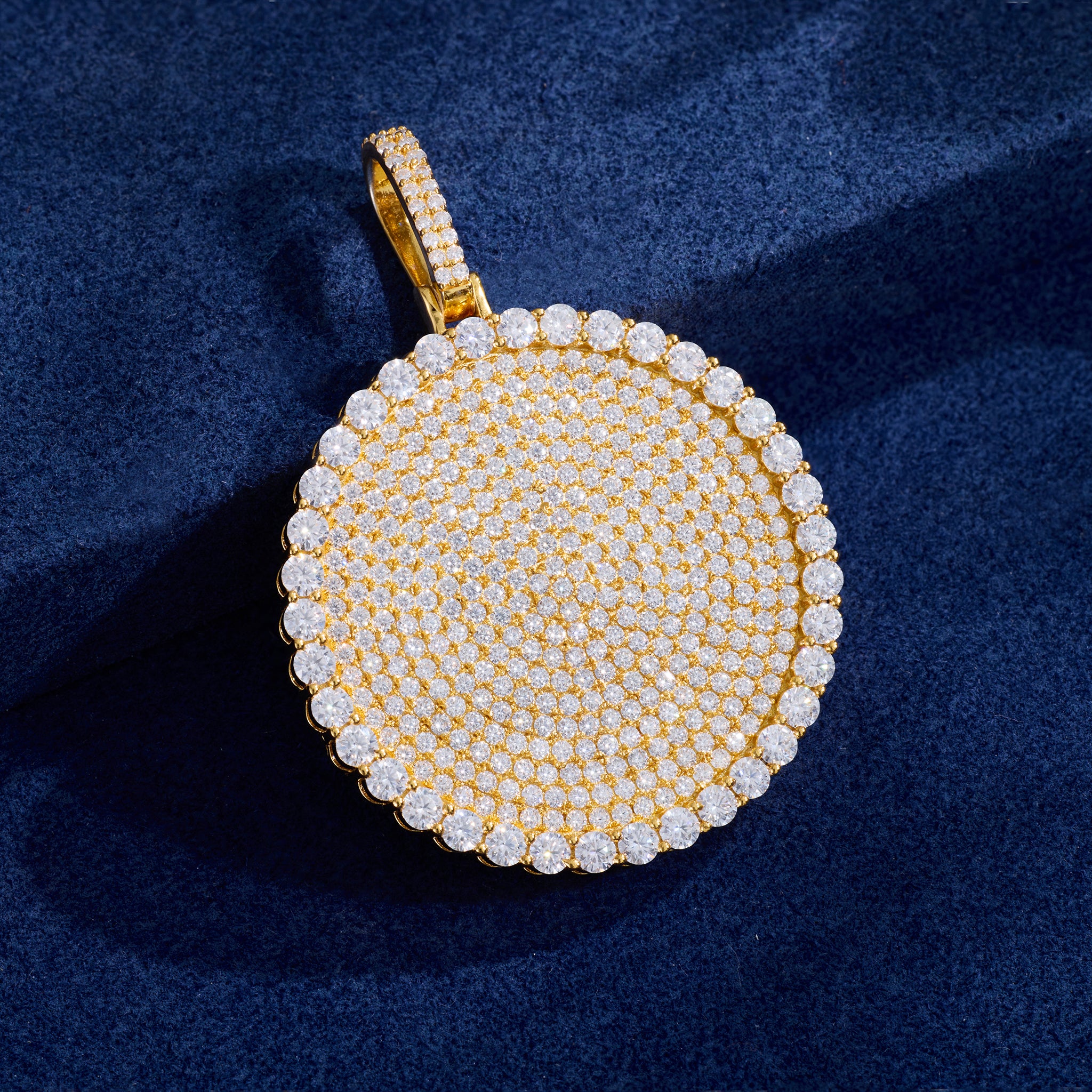 S925 Moissanite Round Dog Tag Pendant