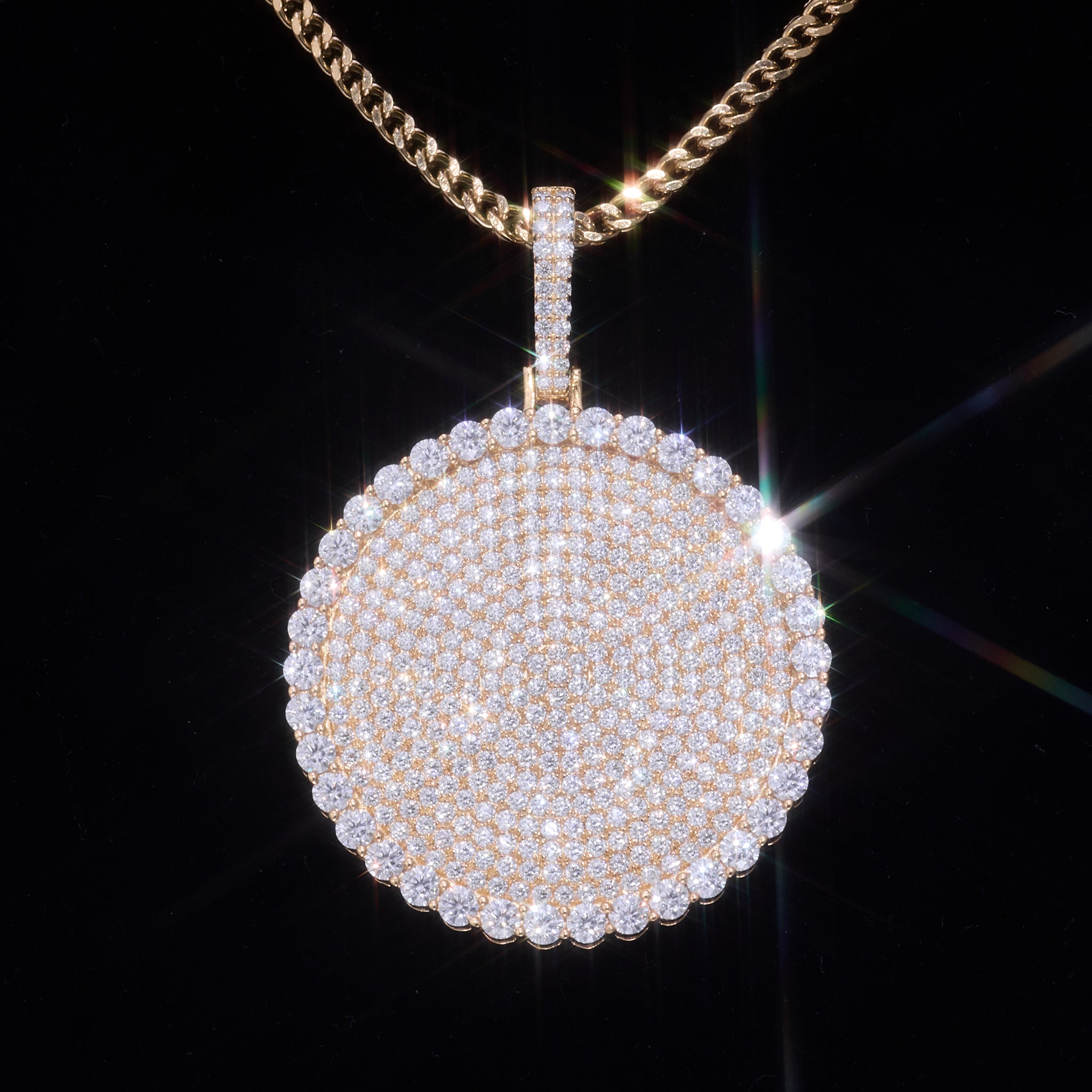 S925 Moissanite Round Dog Tag Pendant