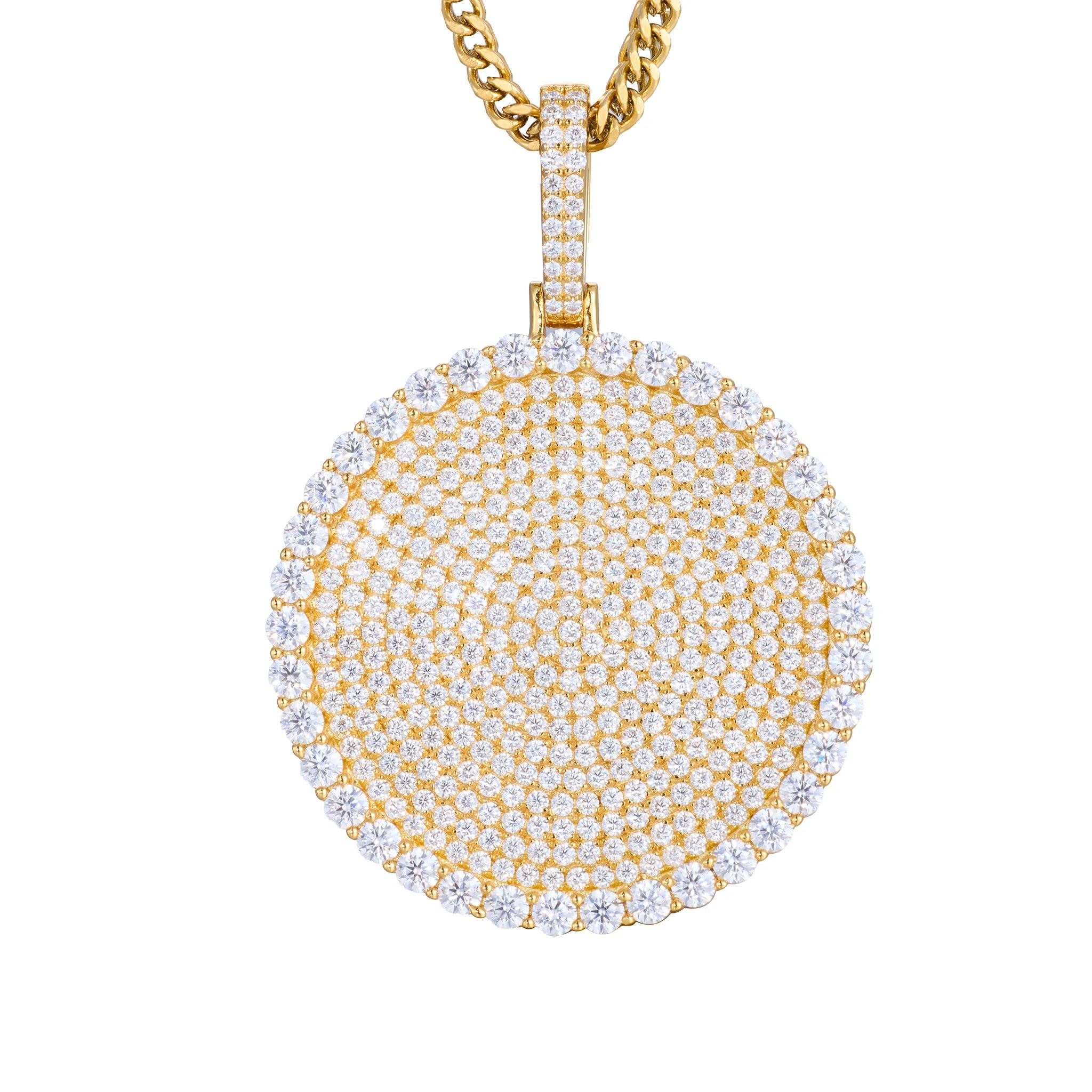 S925 Moissanite Round Dog Tag Pendant
