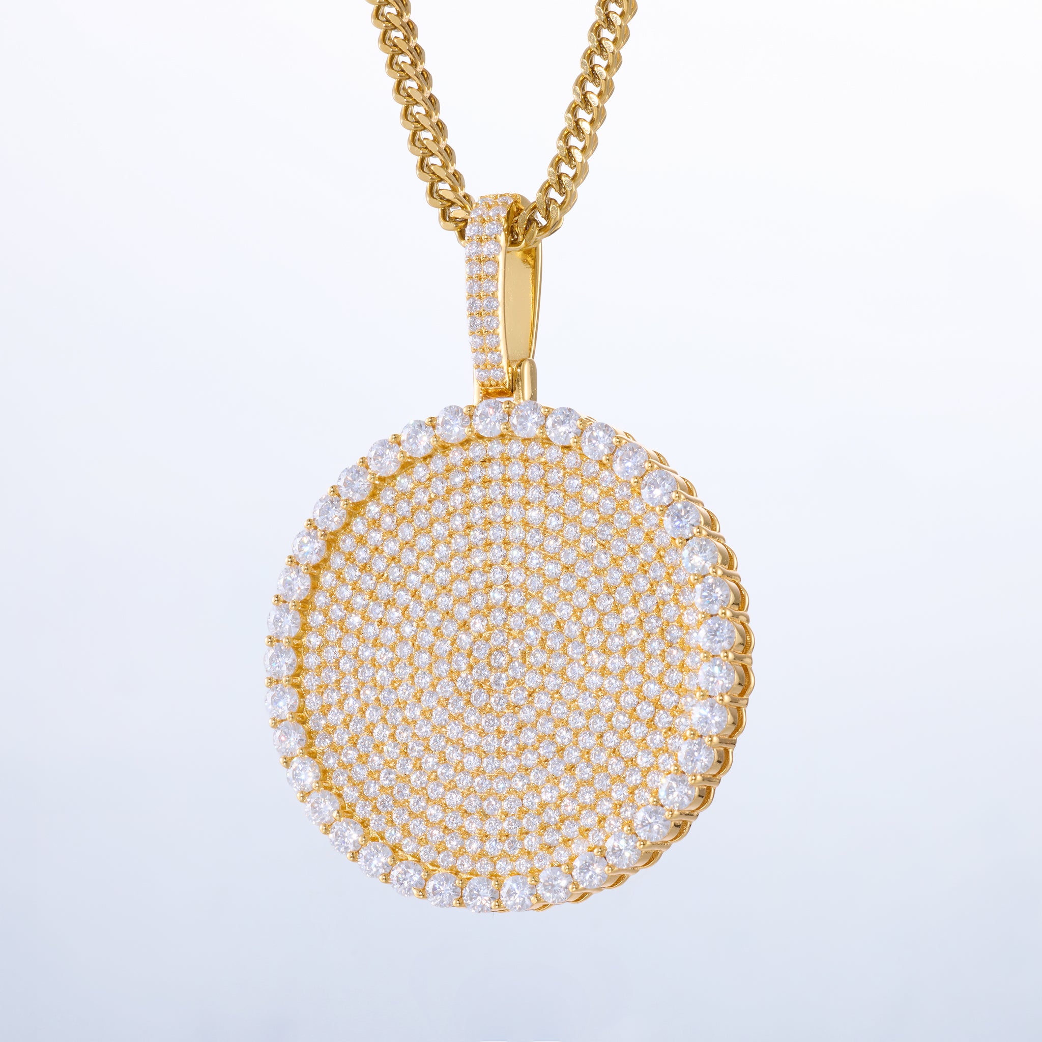 S925 Moissanite Round Dog Tag Pendant