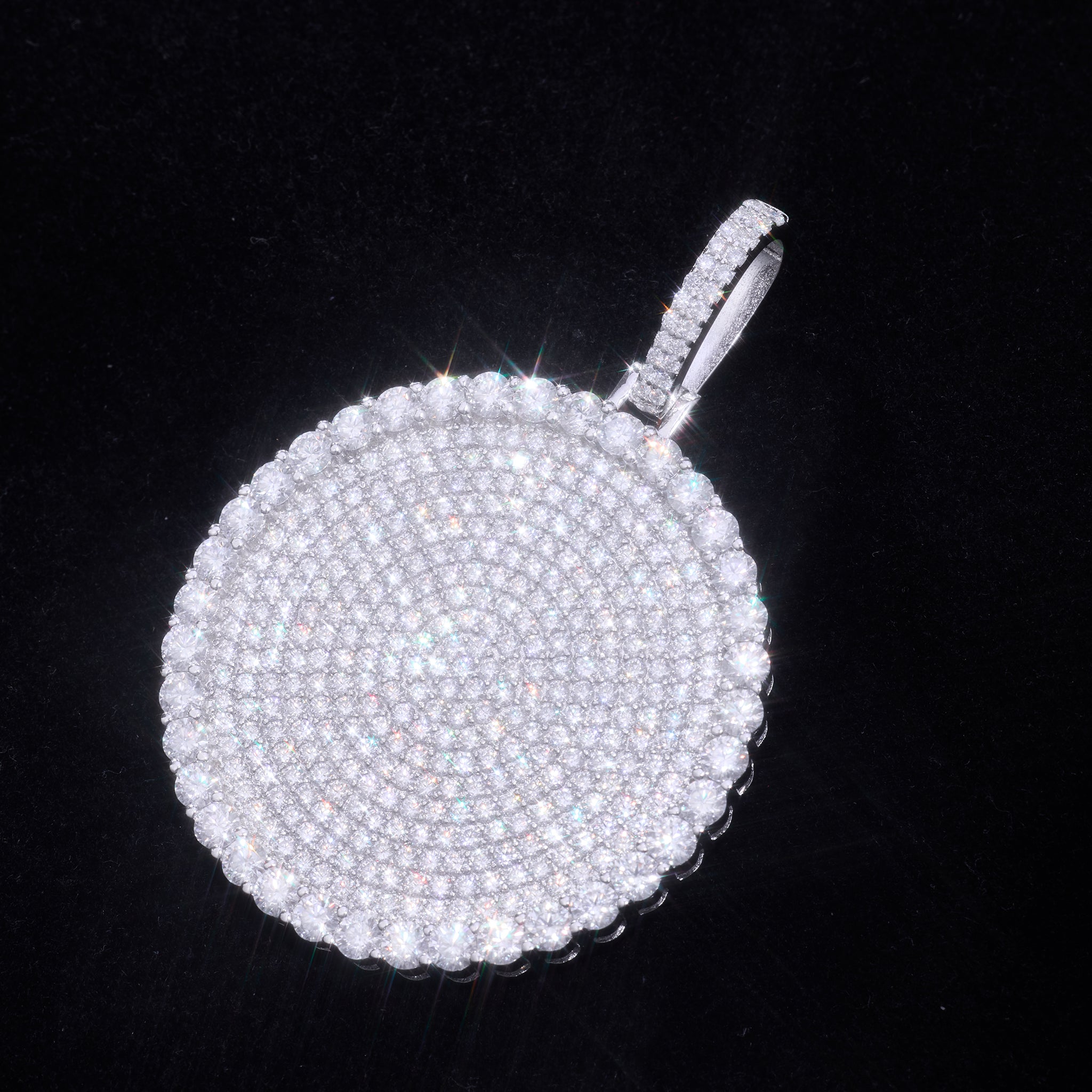 S925 Moissanite Round Dog Tag Pendant