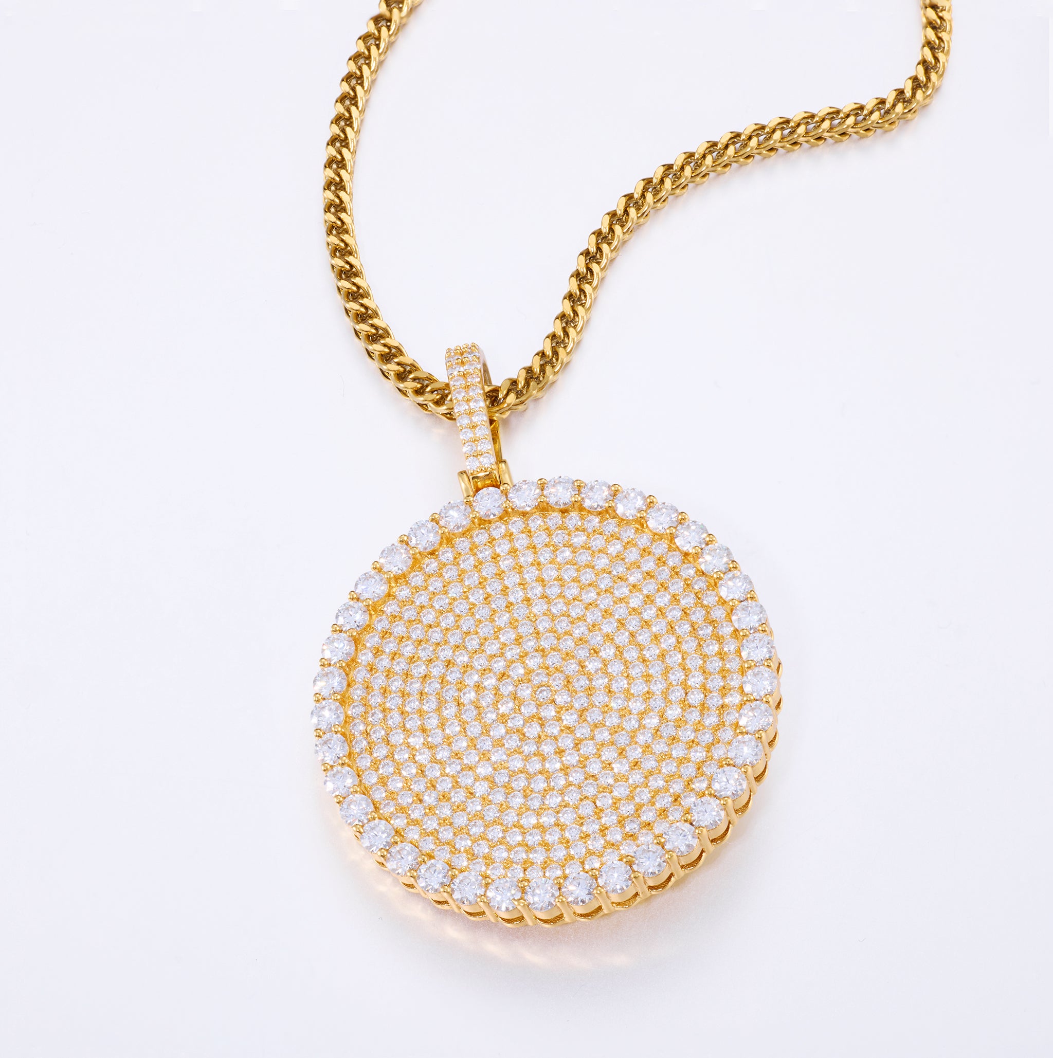 S925 Moissanite Round Dog Tag Pendant