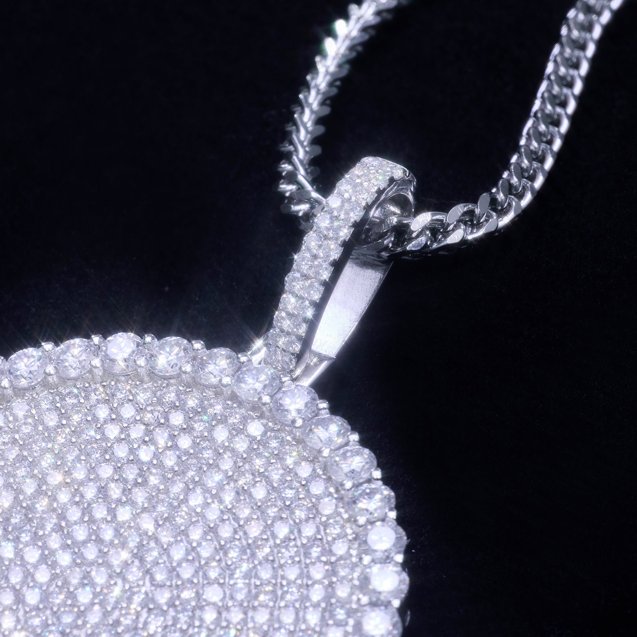 S925 Moissanite Round Dog Tag Pendant