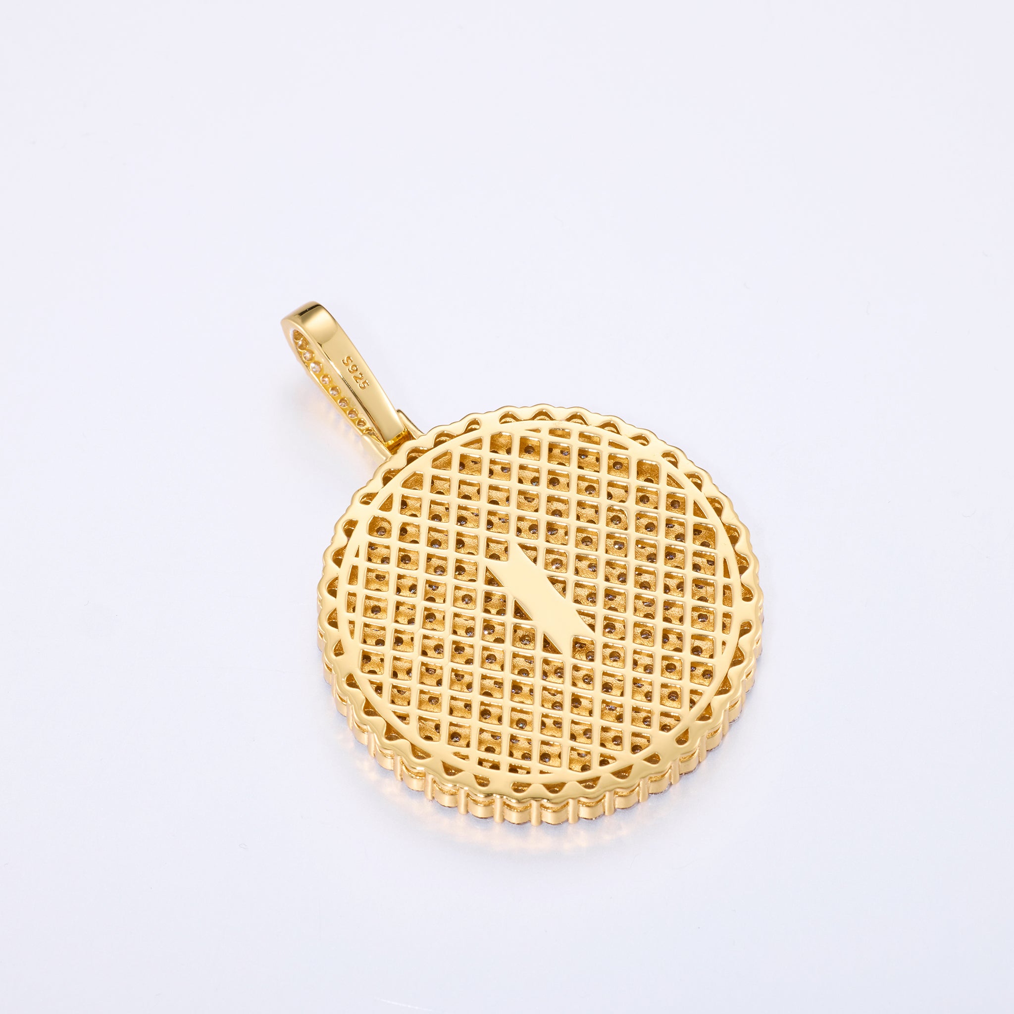 S925 Moissanite Round Dog Tag Pendant