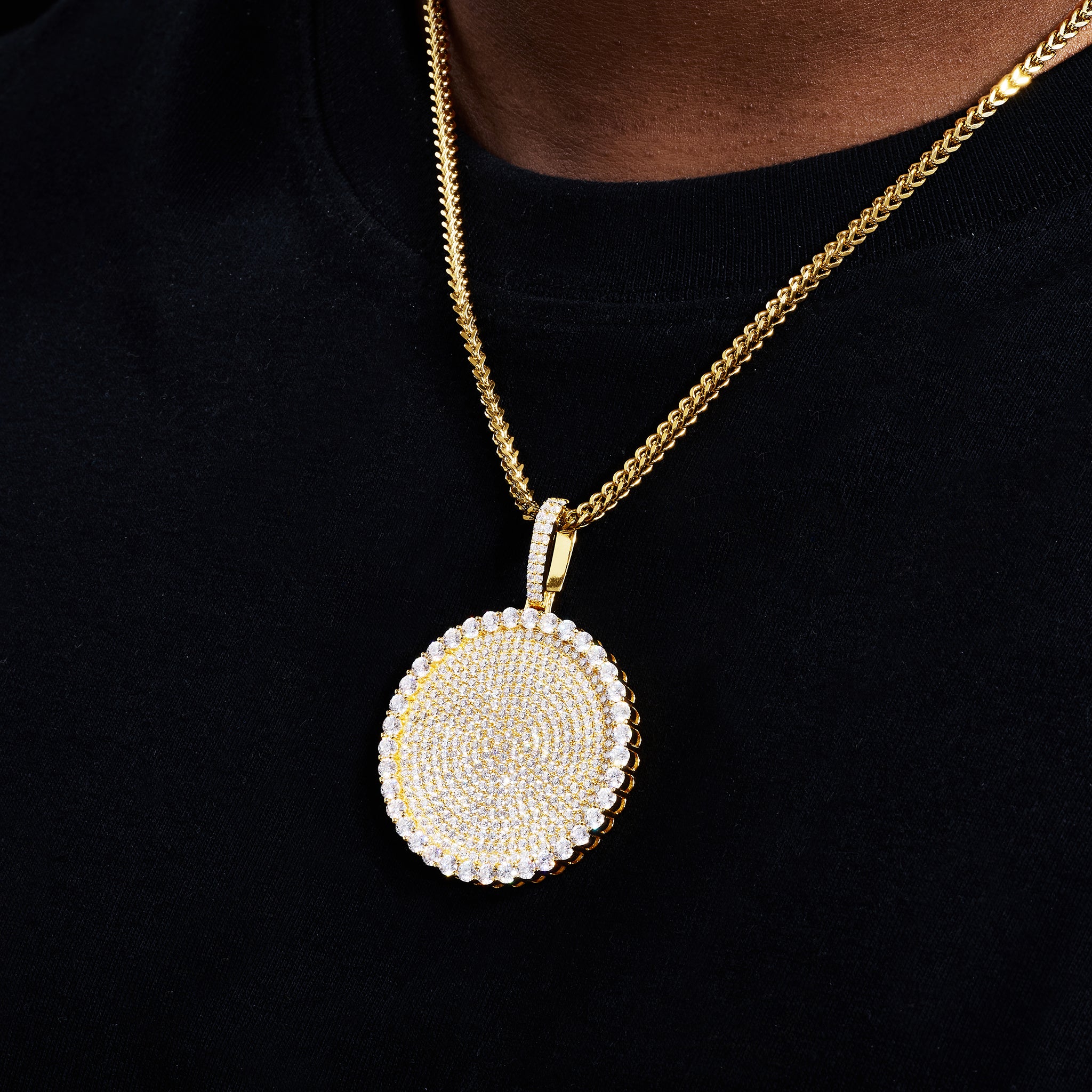 S925 Moissanite Round Dog Tag Pendant