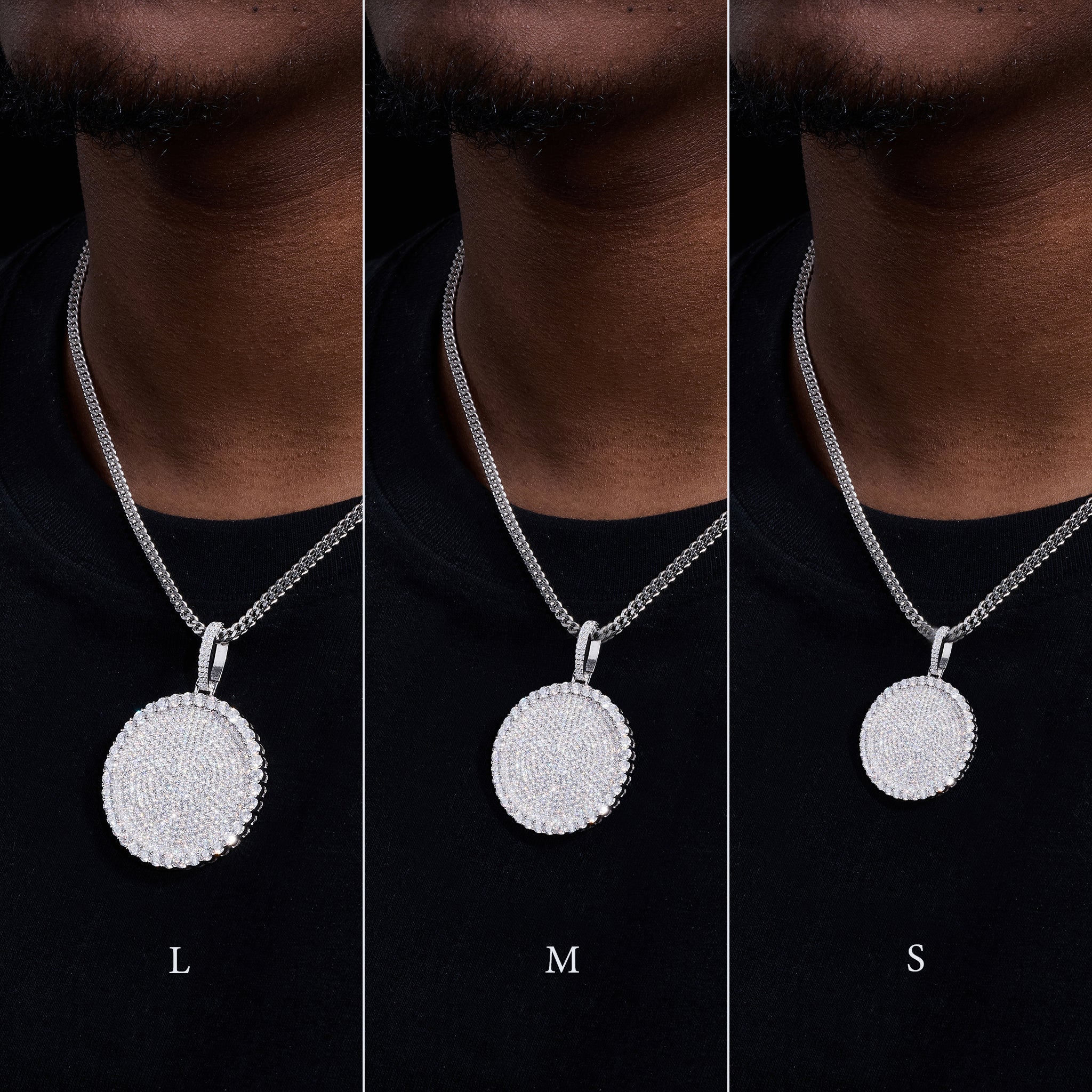 S925 Moissanite Round Dog Tag Pendant