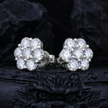 S925 D Color VVS1 Moissanite 7-Stone Flower Stud Earrings