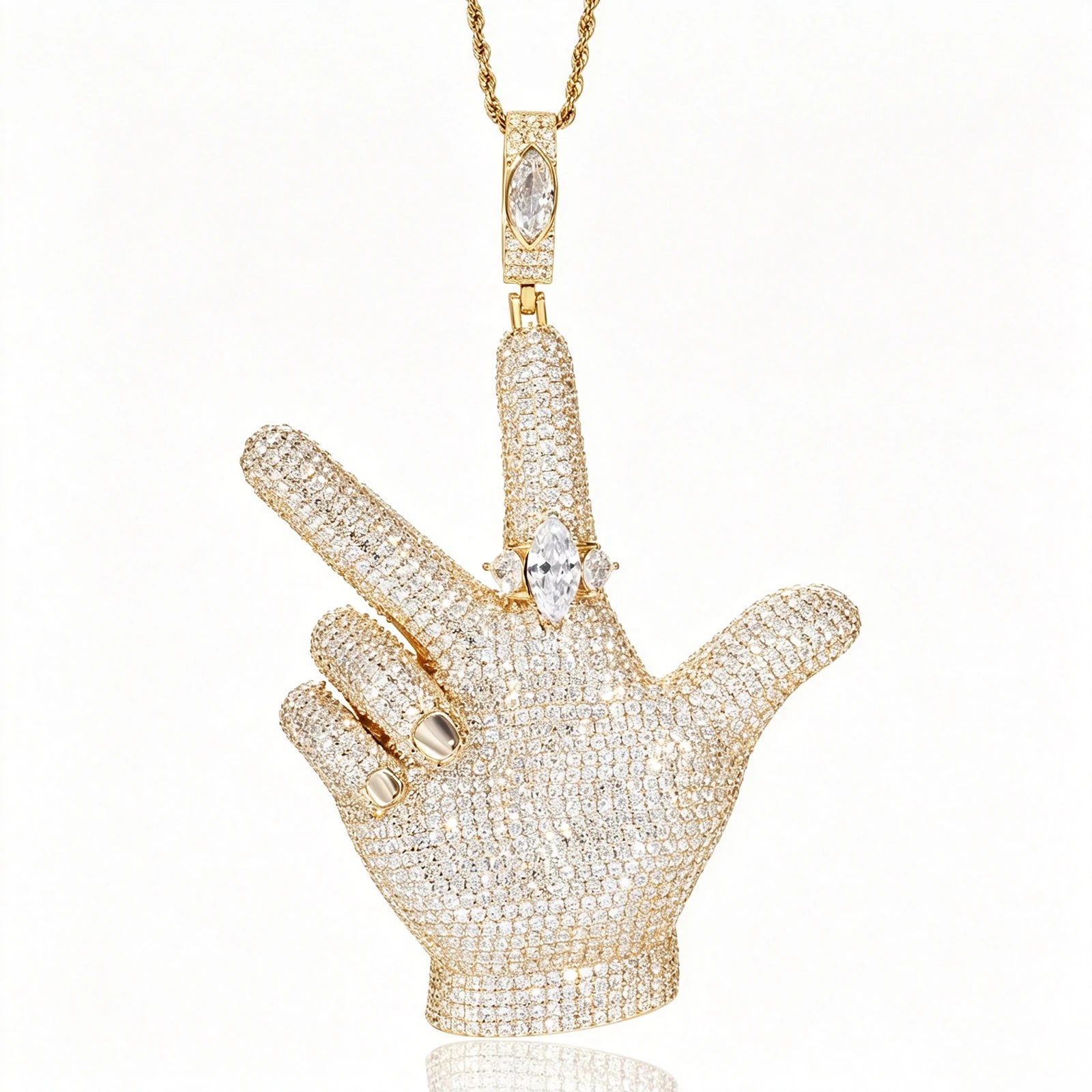 Moissanite YVL Hand Gesture Pendant
