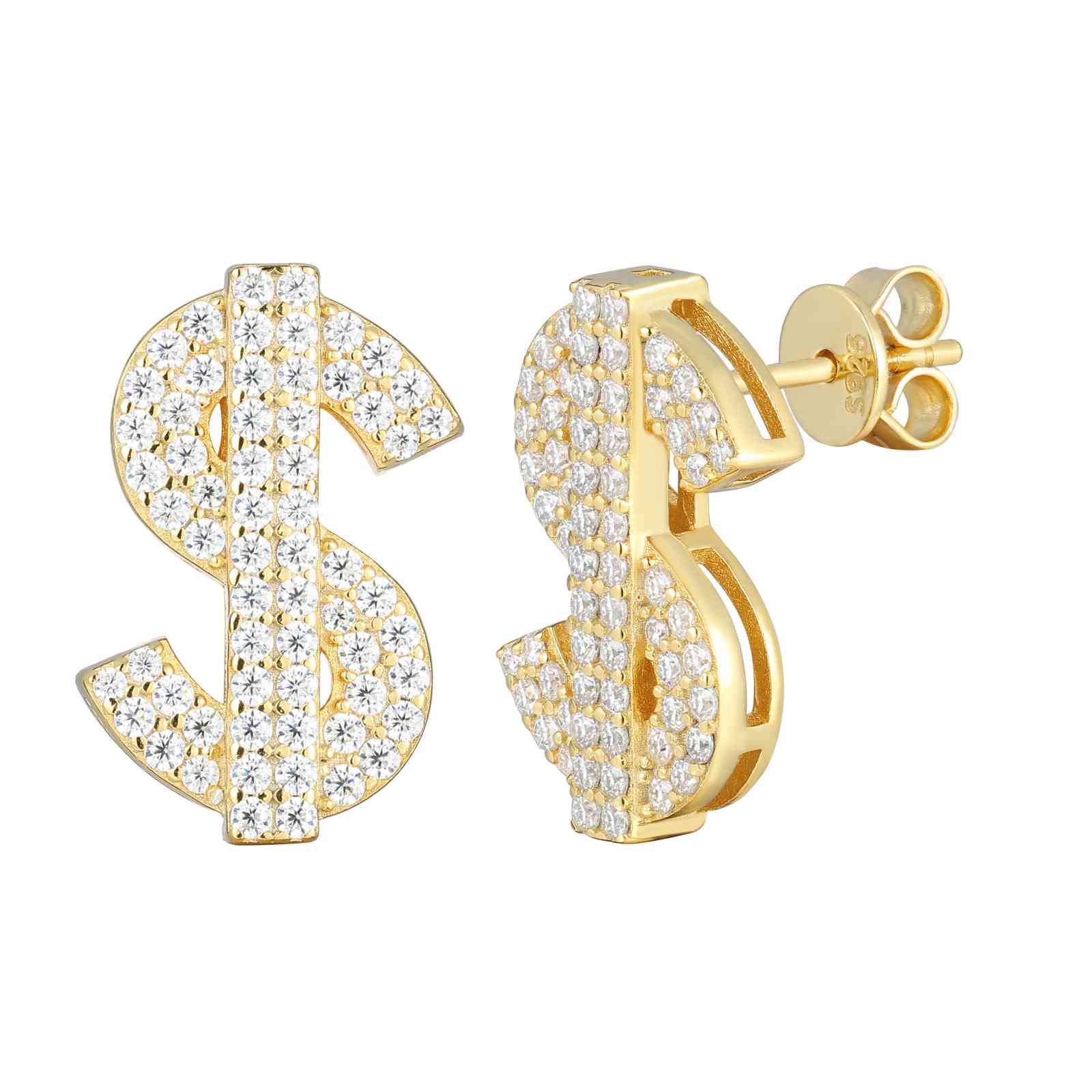 bling dollar earrings