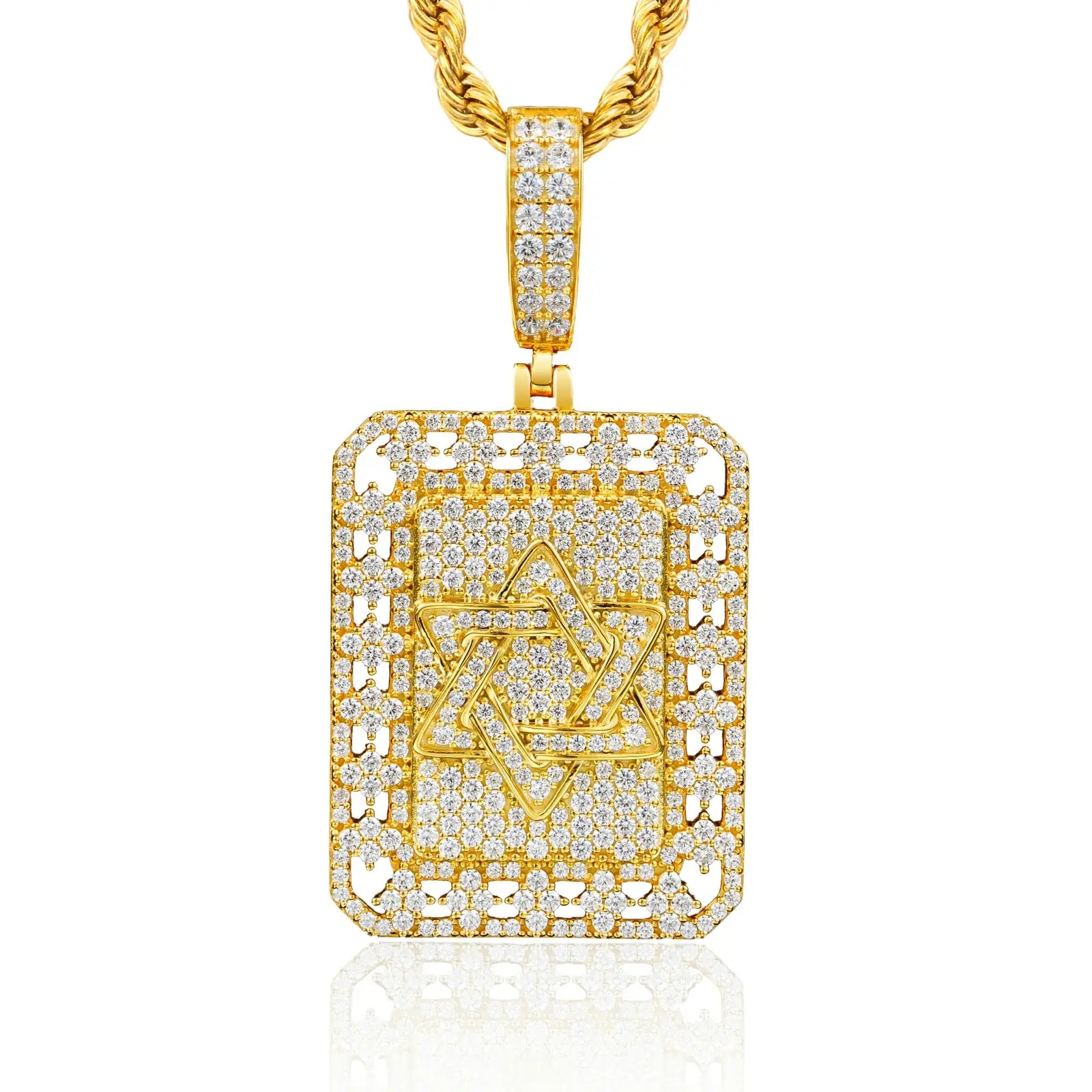 S925 Moissanite Star of David Dog Tag Pendant