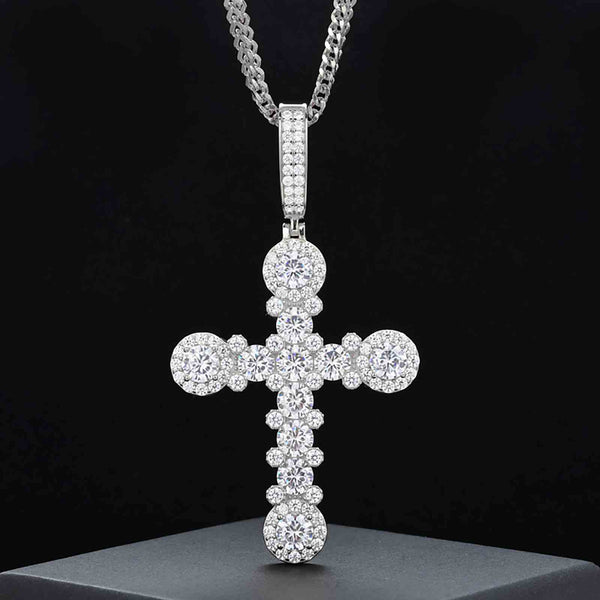 S925 Moissanite Tennis Cross Pendant