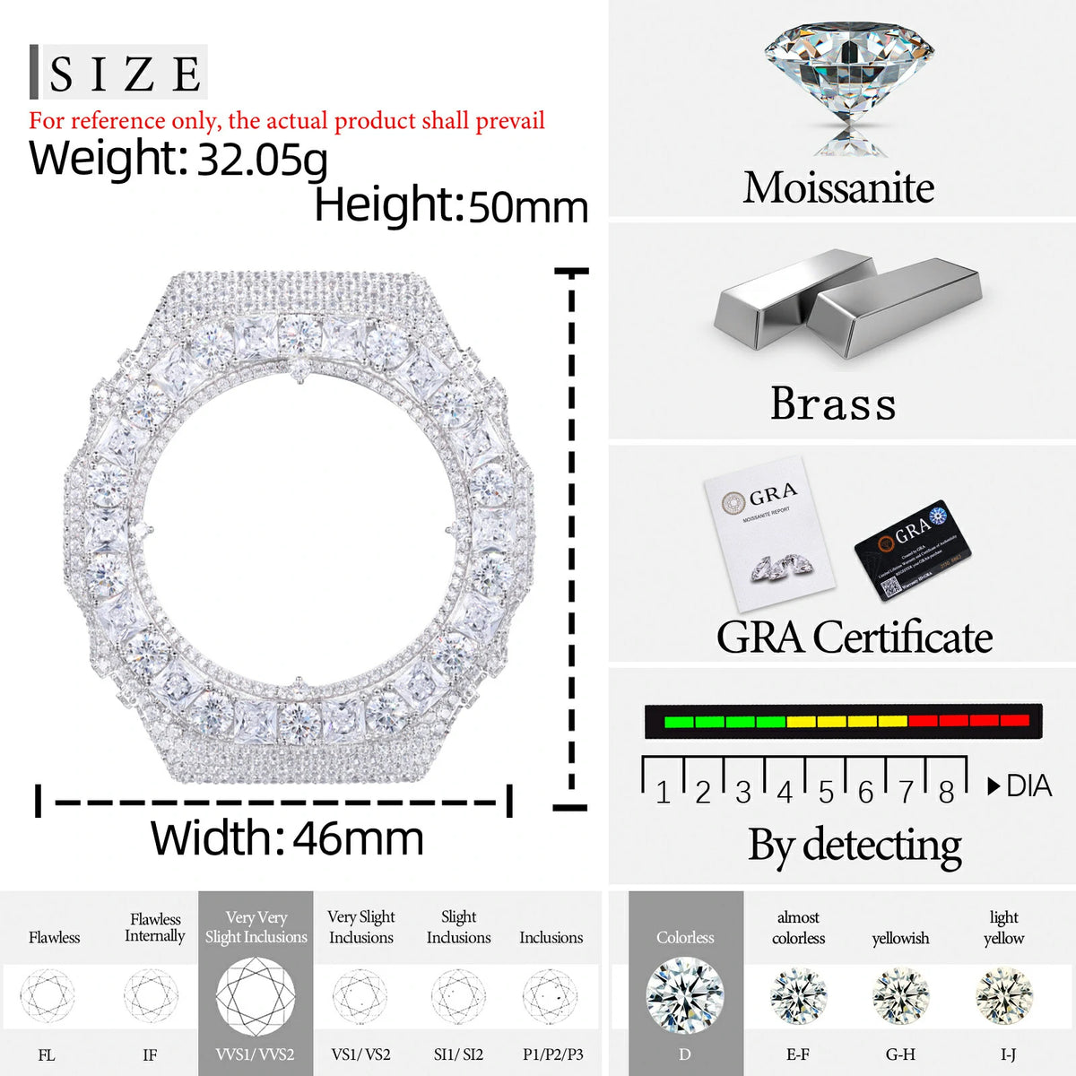 Princess Cut Moissanite Watch Bezel for GA2100/GA2110/GAB2100