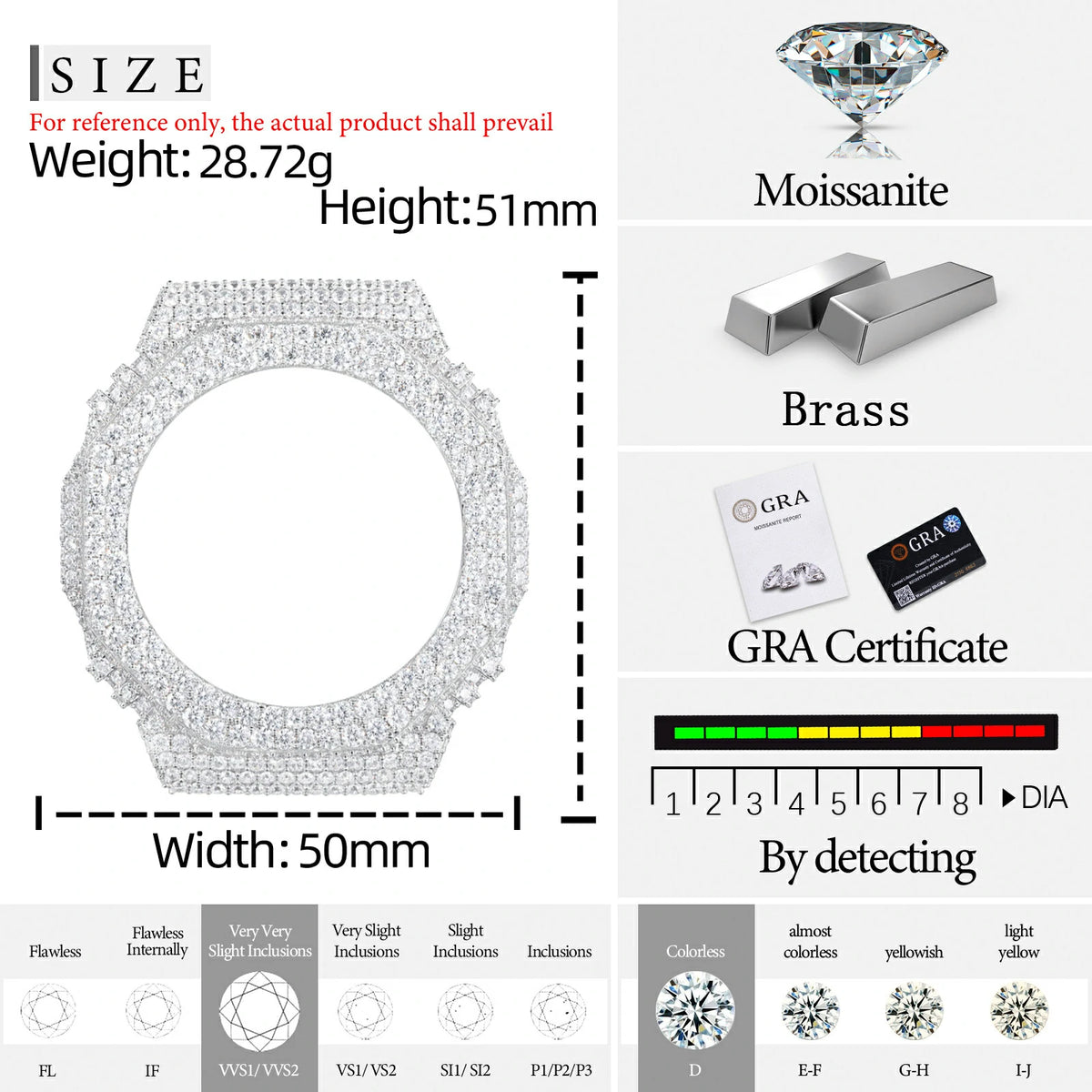 Buss Down 2 Rows Moissanite Watch Bezel for GM2100/GM2110/GMB2100