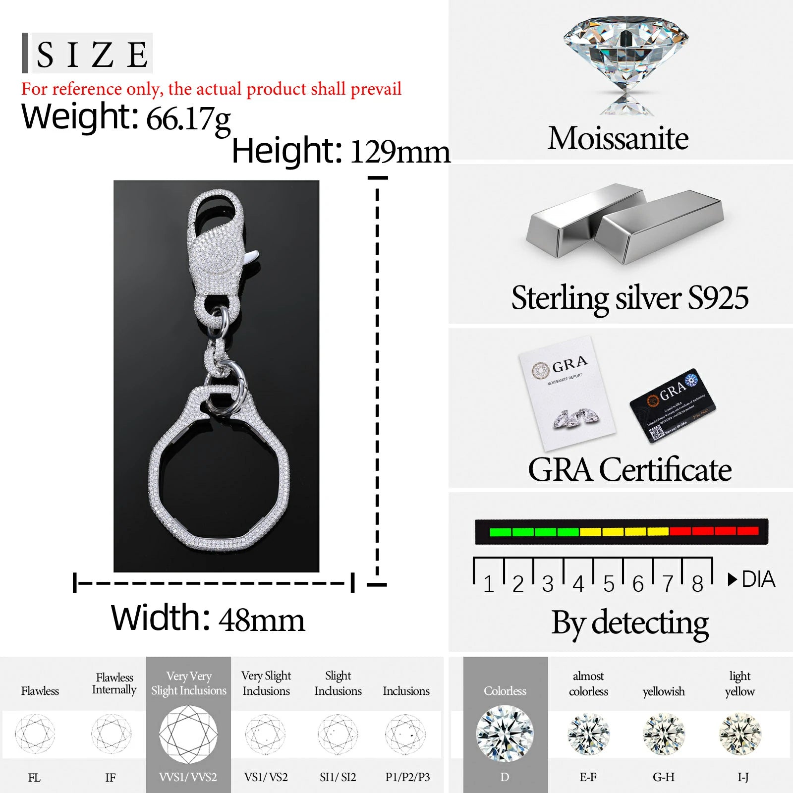 S925 Moissanite Wallet Chain and Watch Bezel Set for Royal Pop