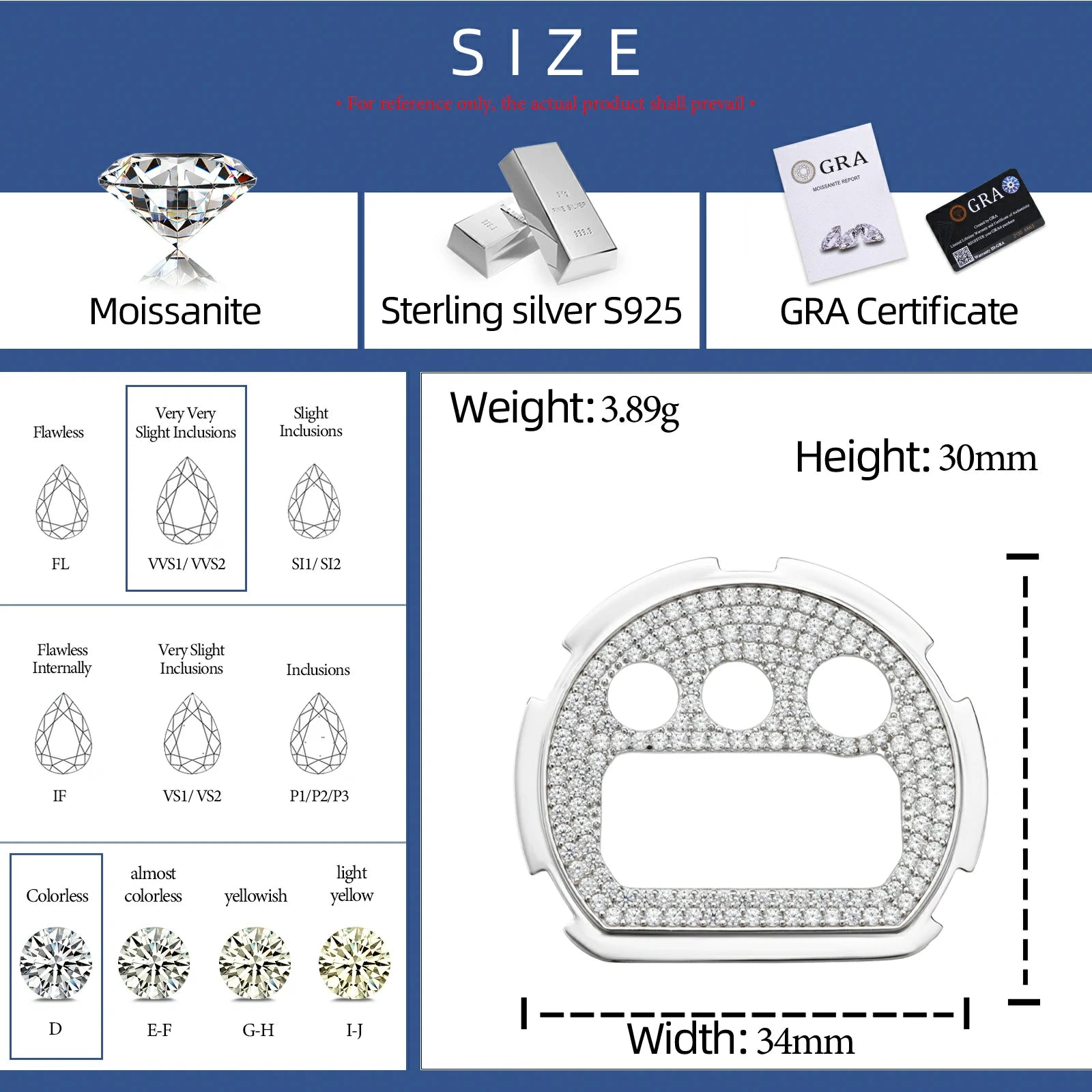 S925 Moissanite Watch Dial for DW6900