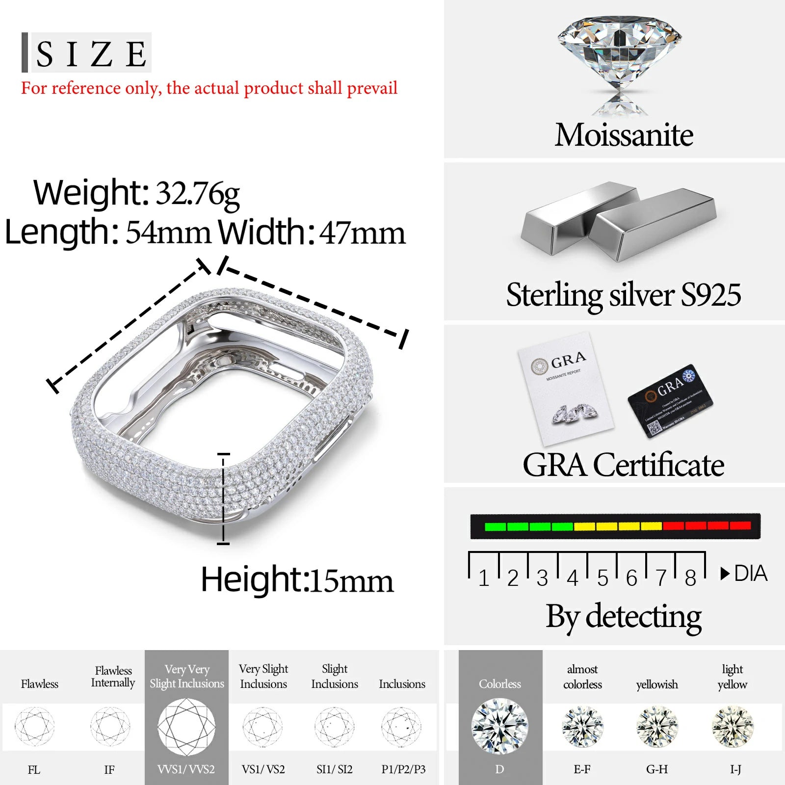 S925 Moissanite Watch Bezel for 49mm Apple Watch Ultra