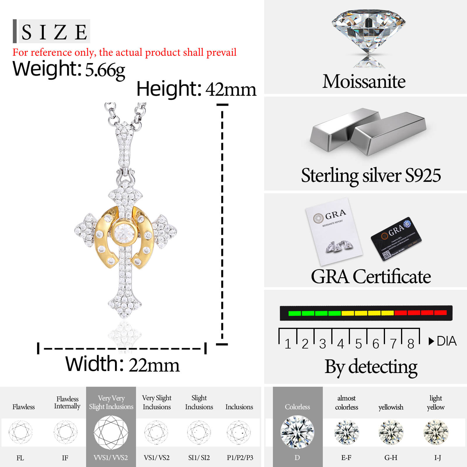 S925 Moissanite Horseshoe Scepter Pendant