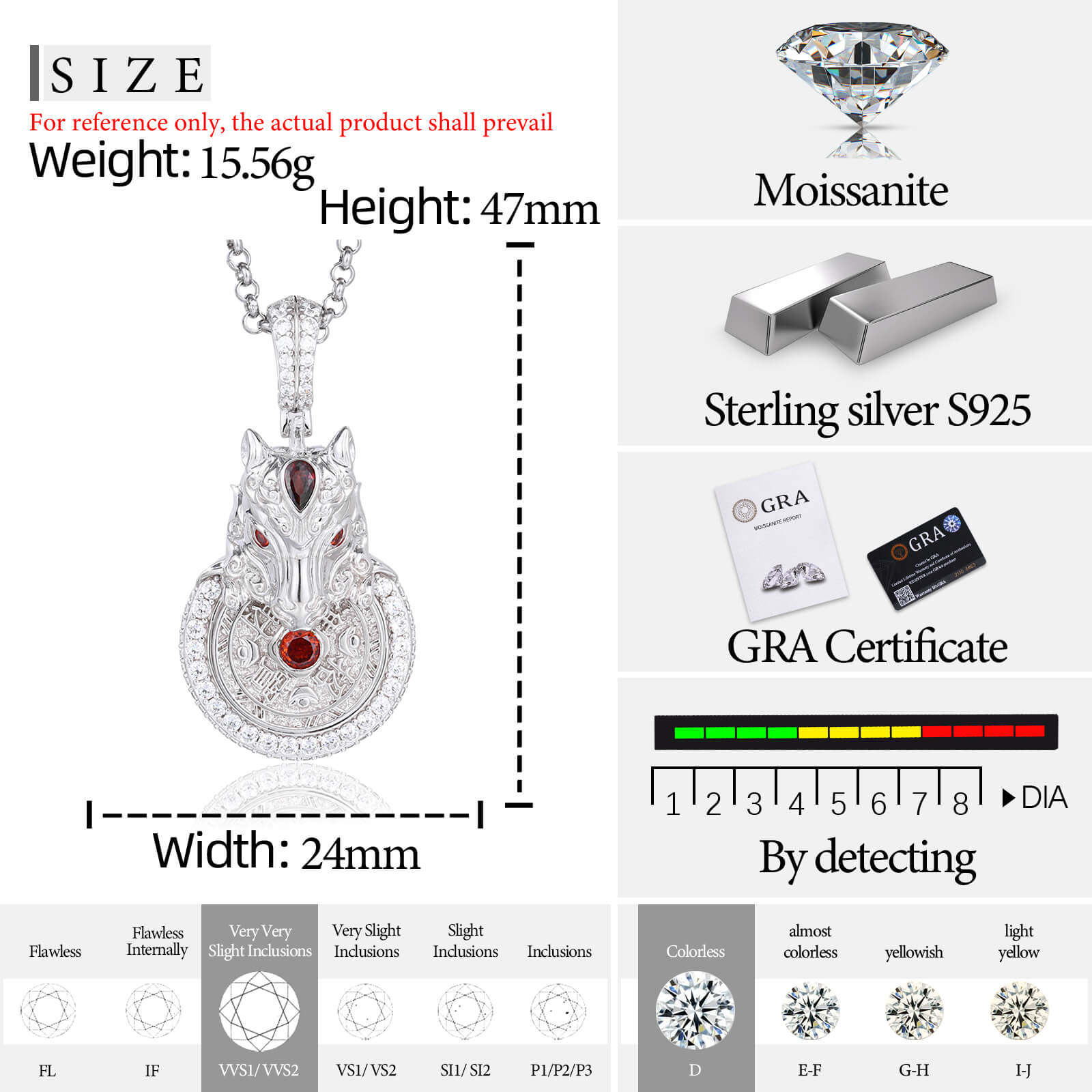 S925 Moissanite Lucky 招财进宝 Horse Pendant