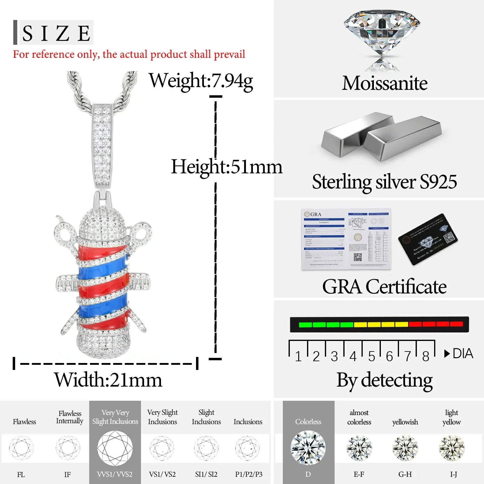 Surgical measurement: Digital caliper showing 38x22mm pendant - thickness tolerance ±0.05mm | Chain length 50/60cm options diagram