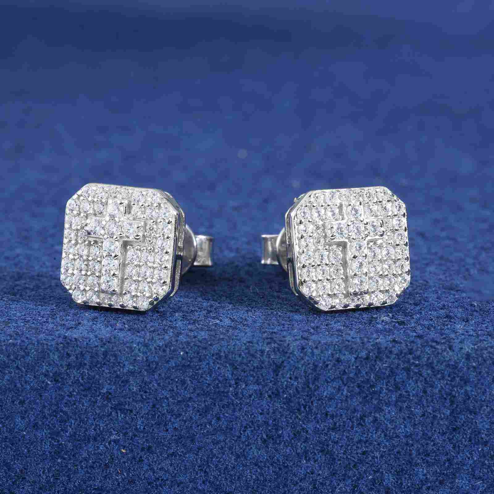 gold diamond cross earrings