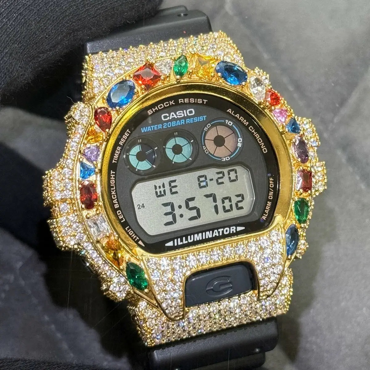 S925 Moissanite Multi Color Gemstone Watch Case for DW6900
