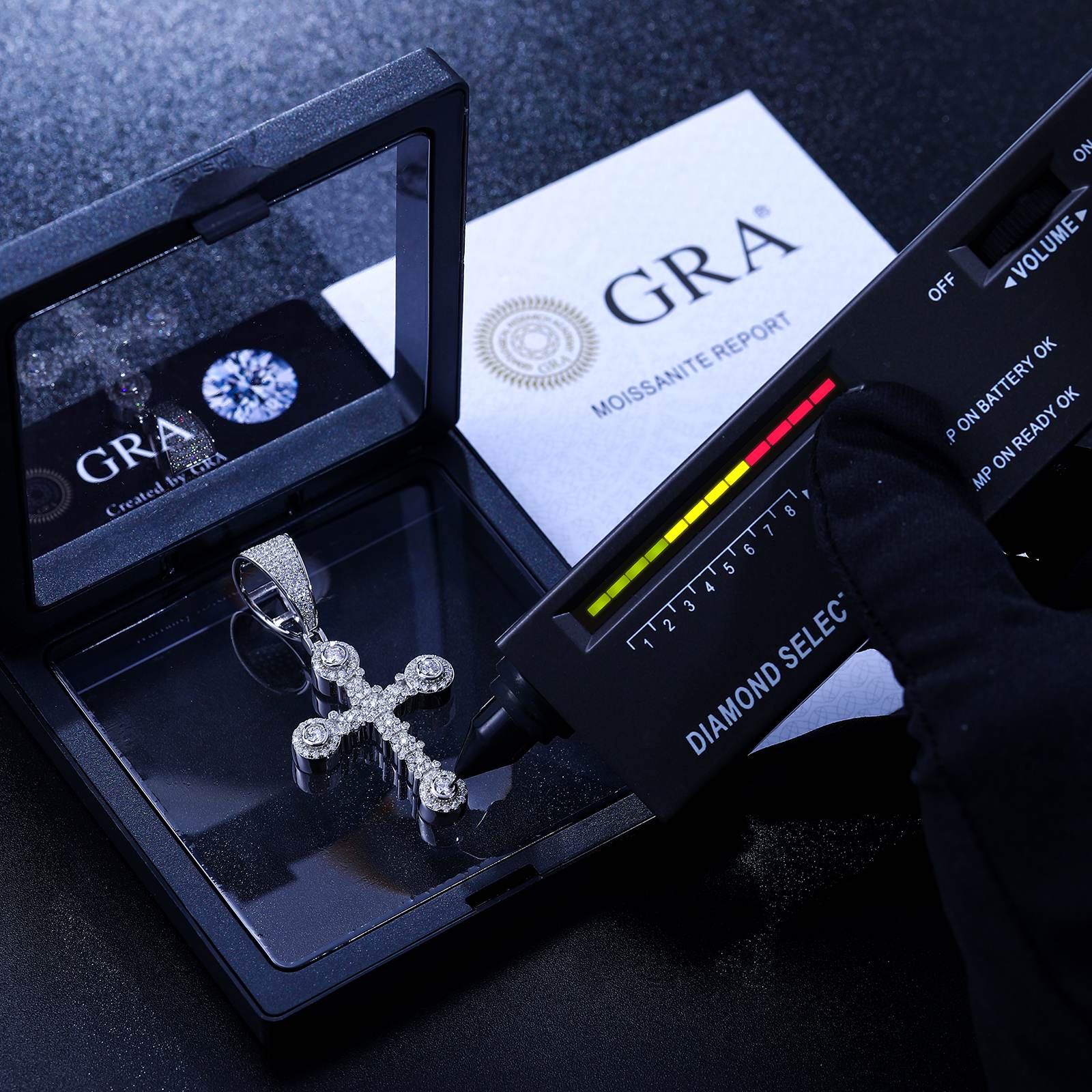 S925 Moissanite Star-studded Cross Pendant