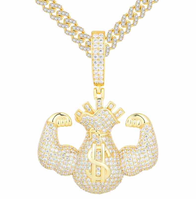 iced out money bag pendant