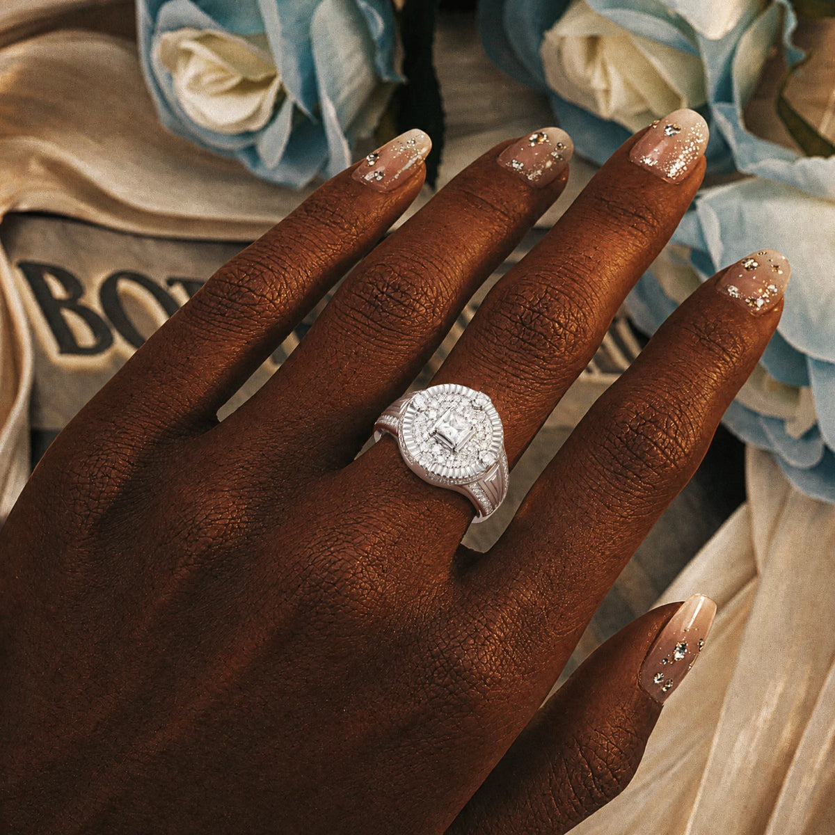 S925 0.4CT Princess Cut Moissanite Signet Ring