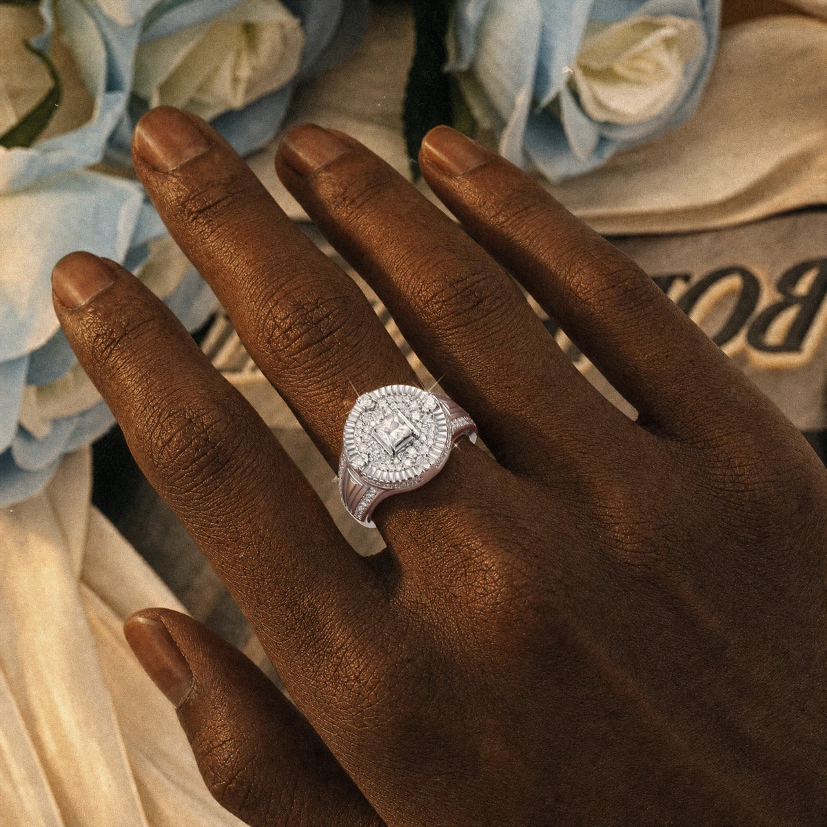 S925 0.4CT Princess Cut Moissanite Signet Ring