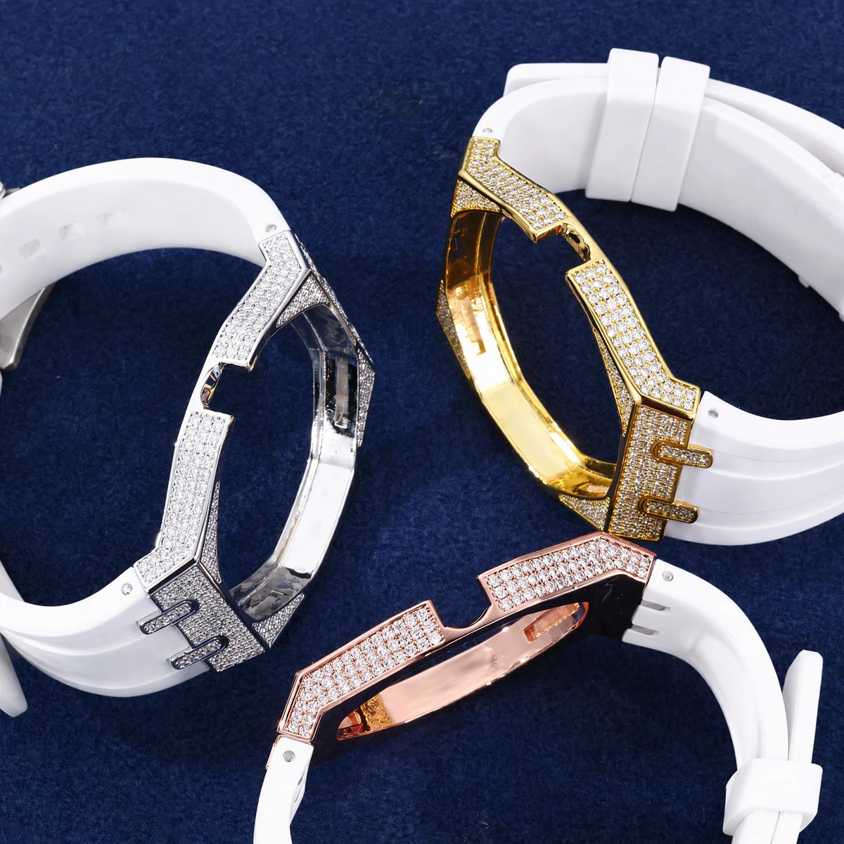 Moissanite Bezel and Silicone Watch Strap Set for Royal Pop