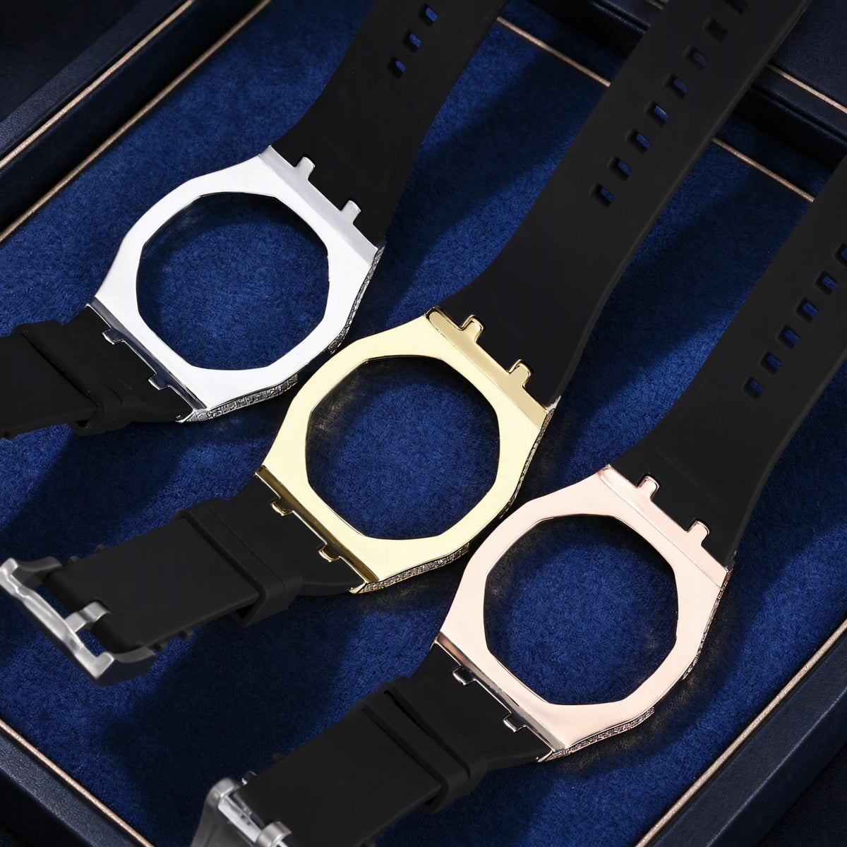 Moissanite Bezel and Silicone Watch Strap Set for Royal Pop