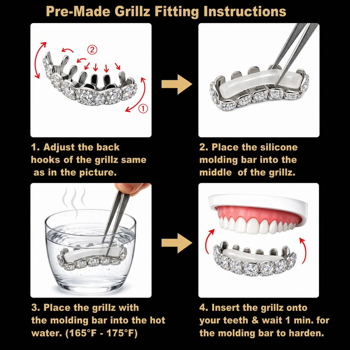 Pre-made Top 8 Bottom 8 Moissanite Grillz