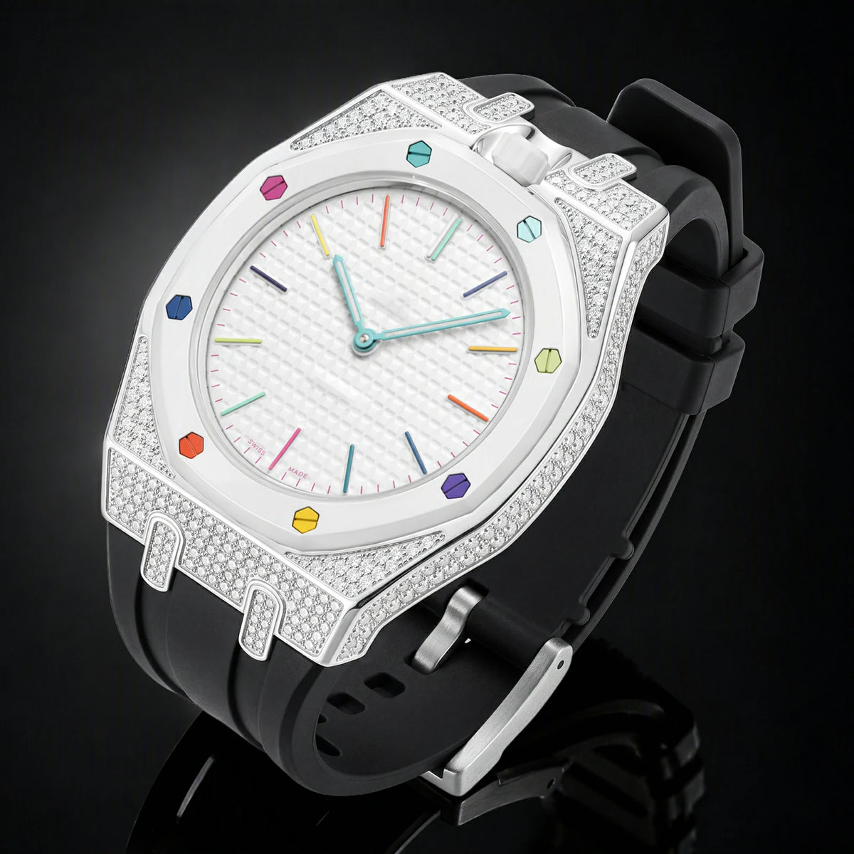 Moissanite Bezel and Silicone Watch Strap Set for Royal Pop