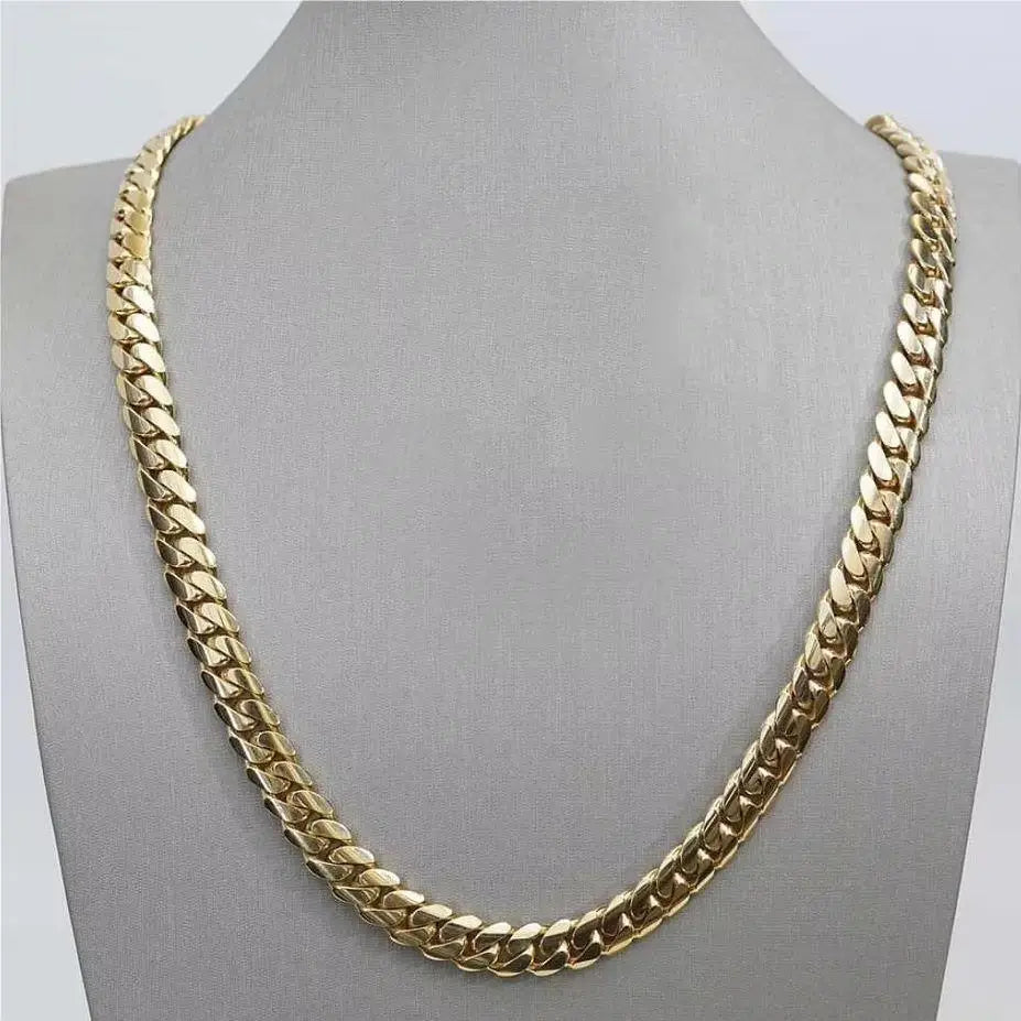miami cuban link chain in 14k gold color
