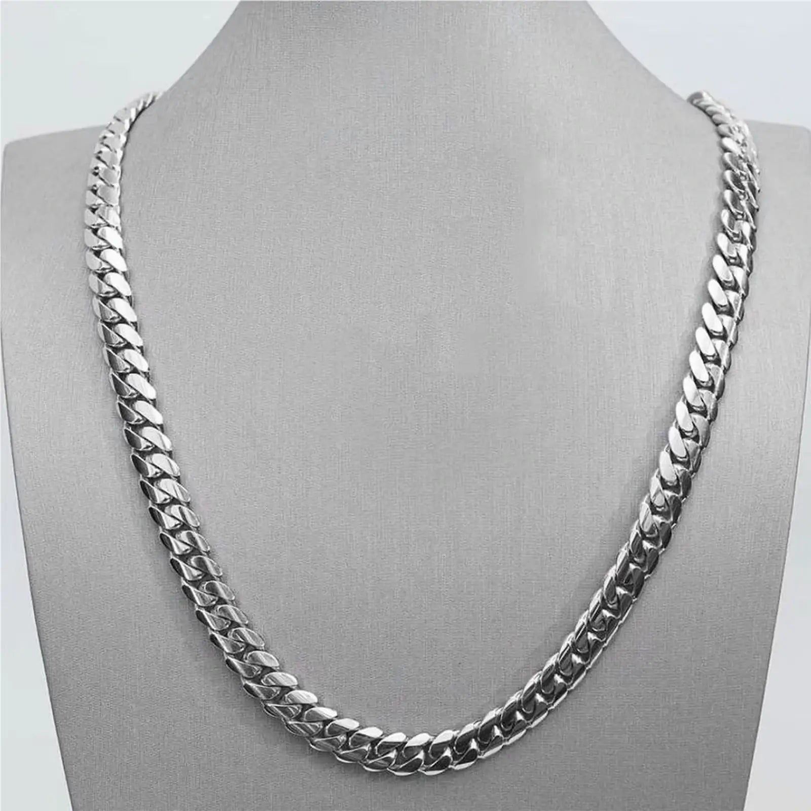miami cuban link chain white gold color