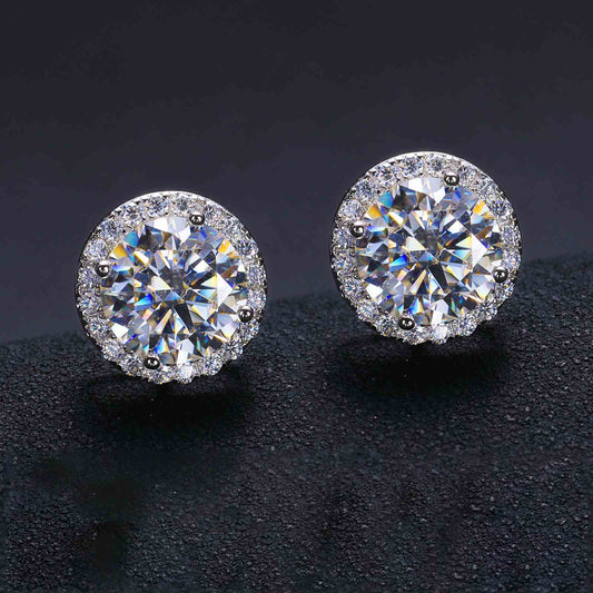 moissanite halo stud earrings