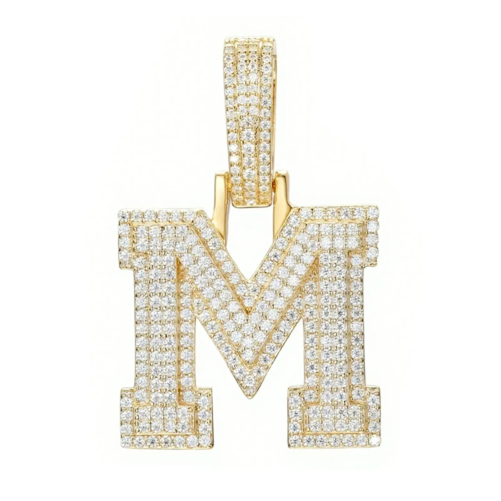 moissanite letter m pendant - gold